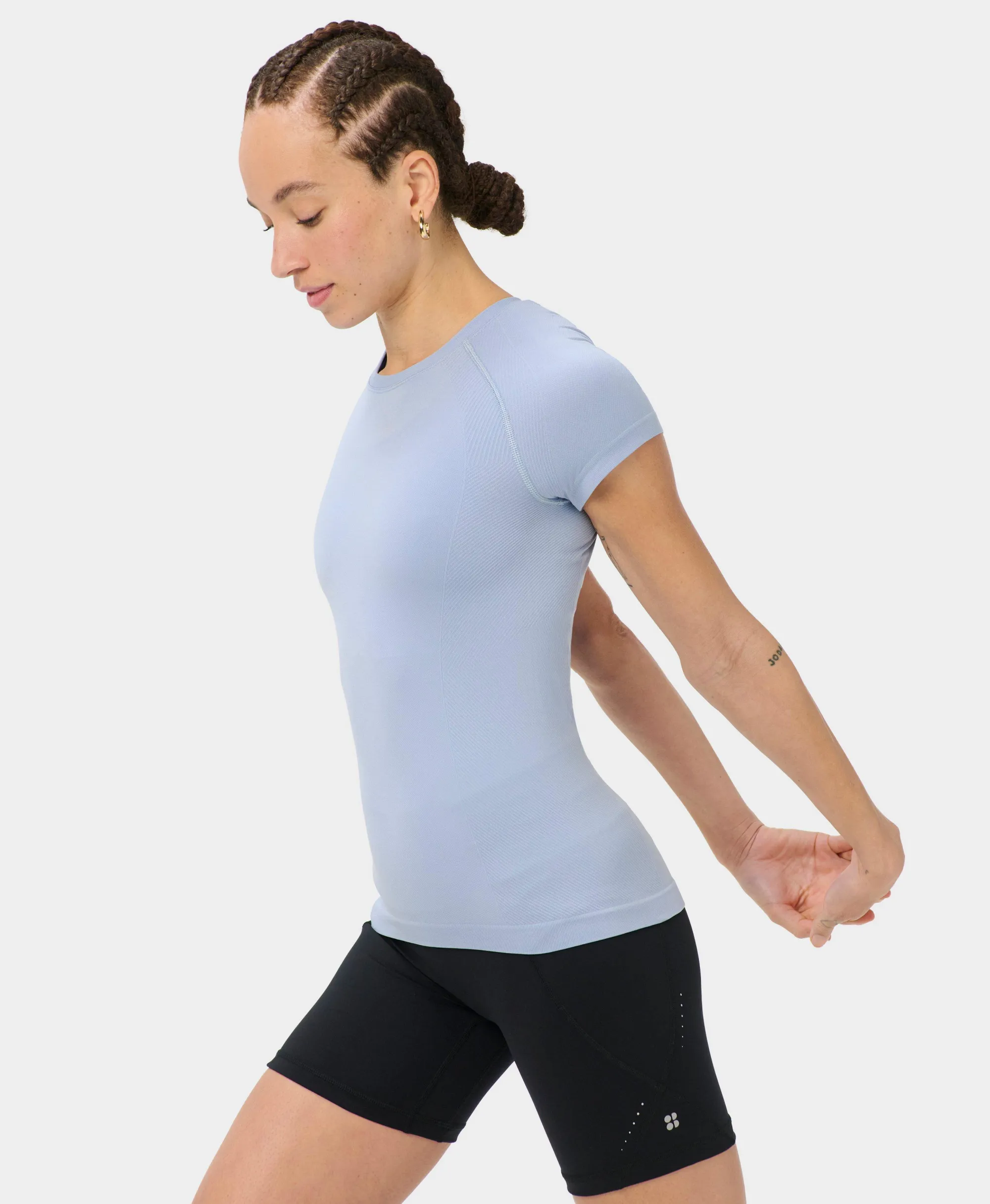 Sweaty Betty Athlete Seamless Gym T-Shirt, Blue, Women's XS