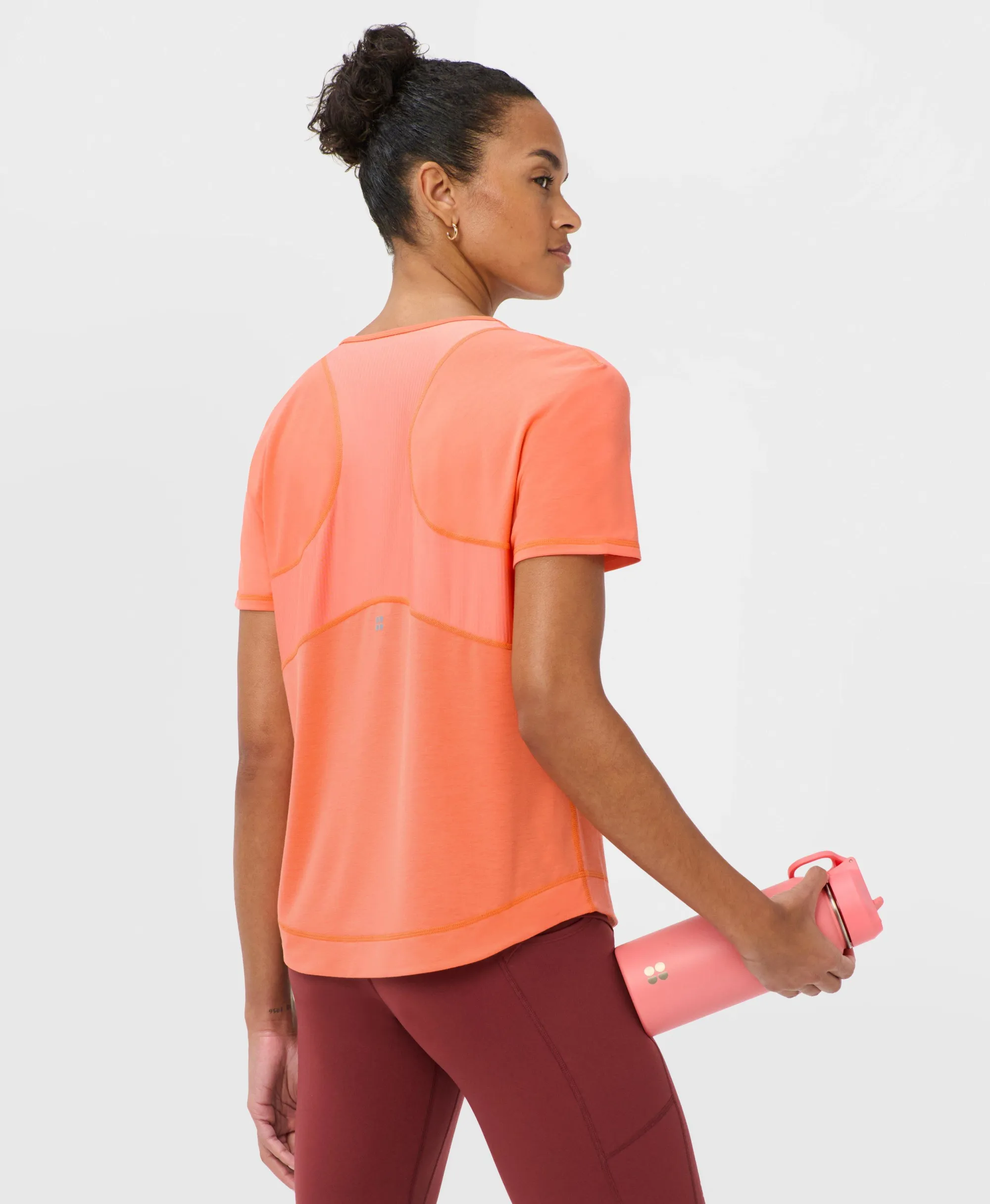 Sweaty Betty Breathe Easy Mesh T-Shirt, Orange, Women's XS