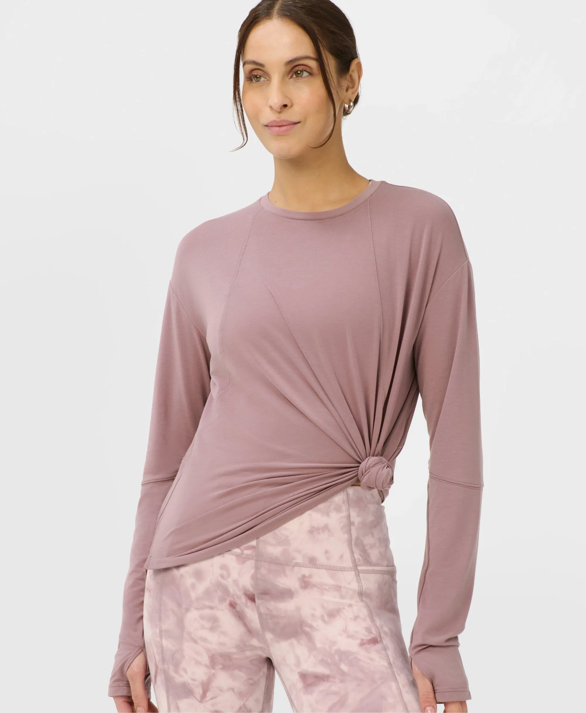 Sweaty Betty Soft Flow Studio Long Sleeve Top, Purple, Women's XS