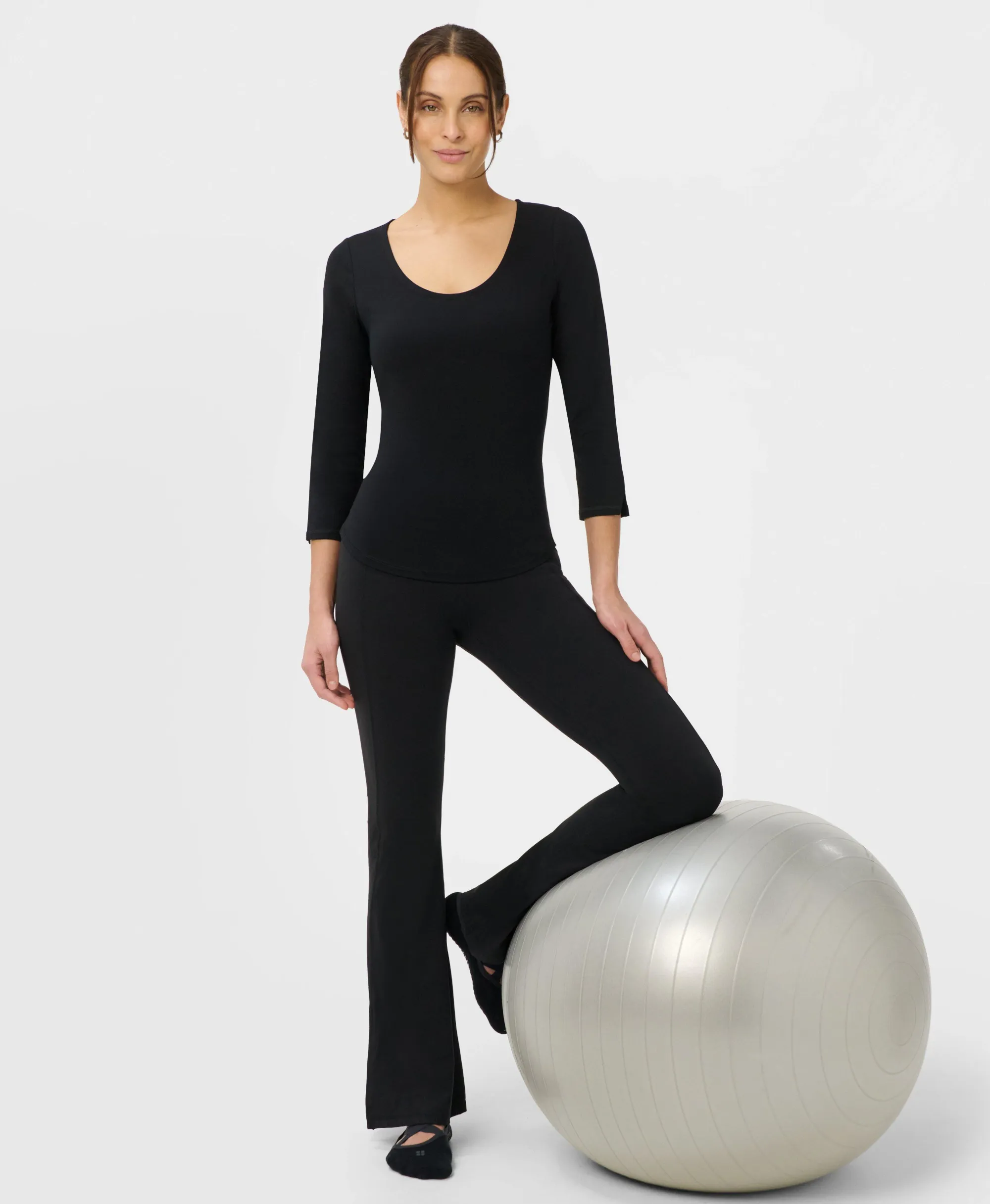 Sweaty Betty Ultimate Studio Yoga 3/4 Sleeve T-Shirt, Black, Women's XS