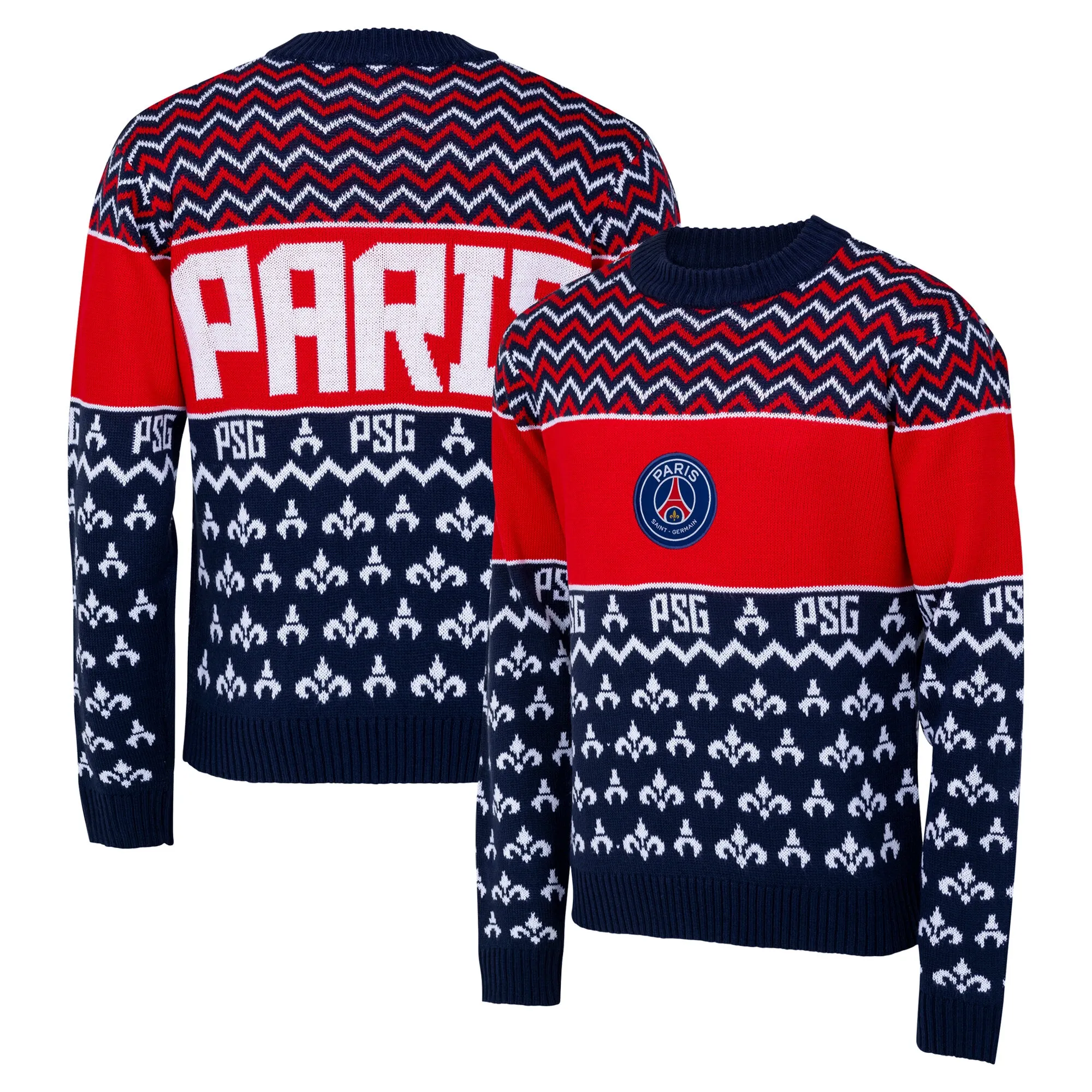 PSG Christmas Fairisle Jumper - Navy/Red - Adults
