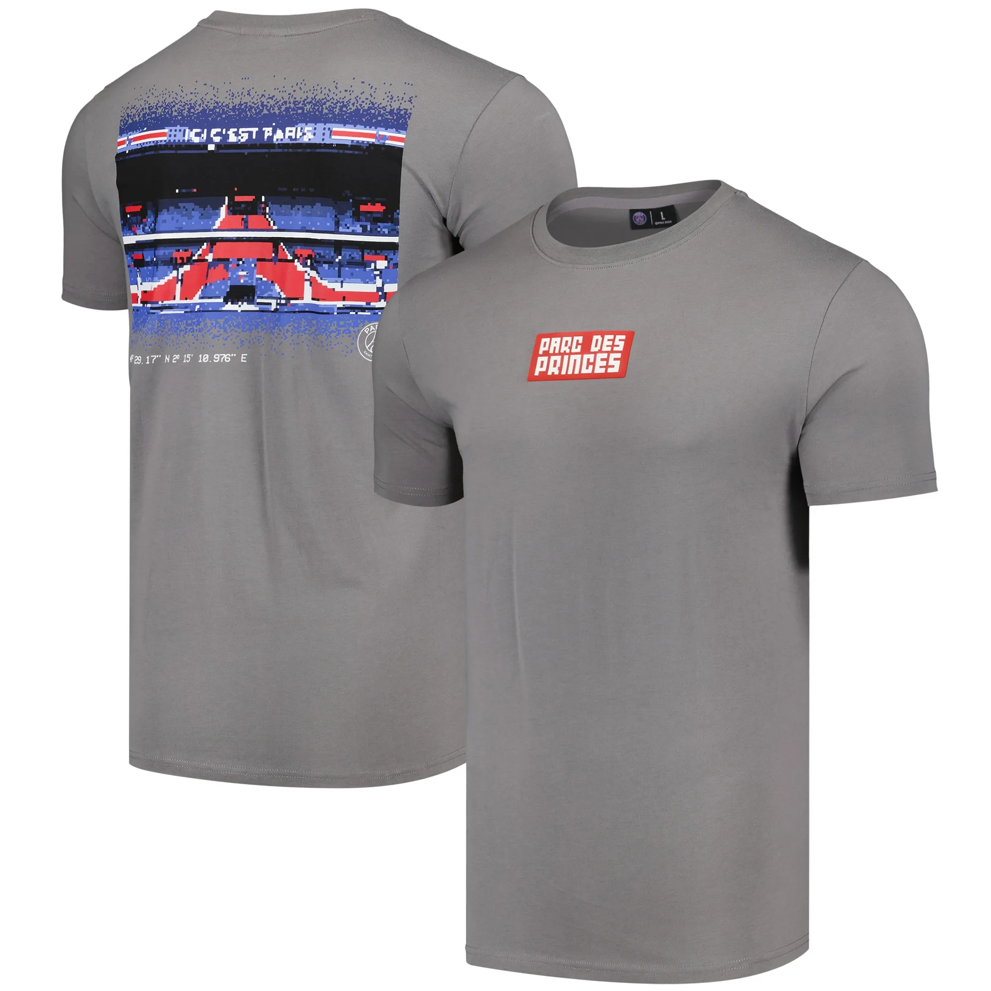 PSG Parc Des Princes T-Shirt - Charcoal Marl - Mens