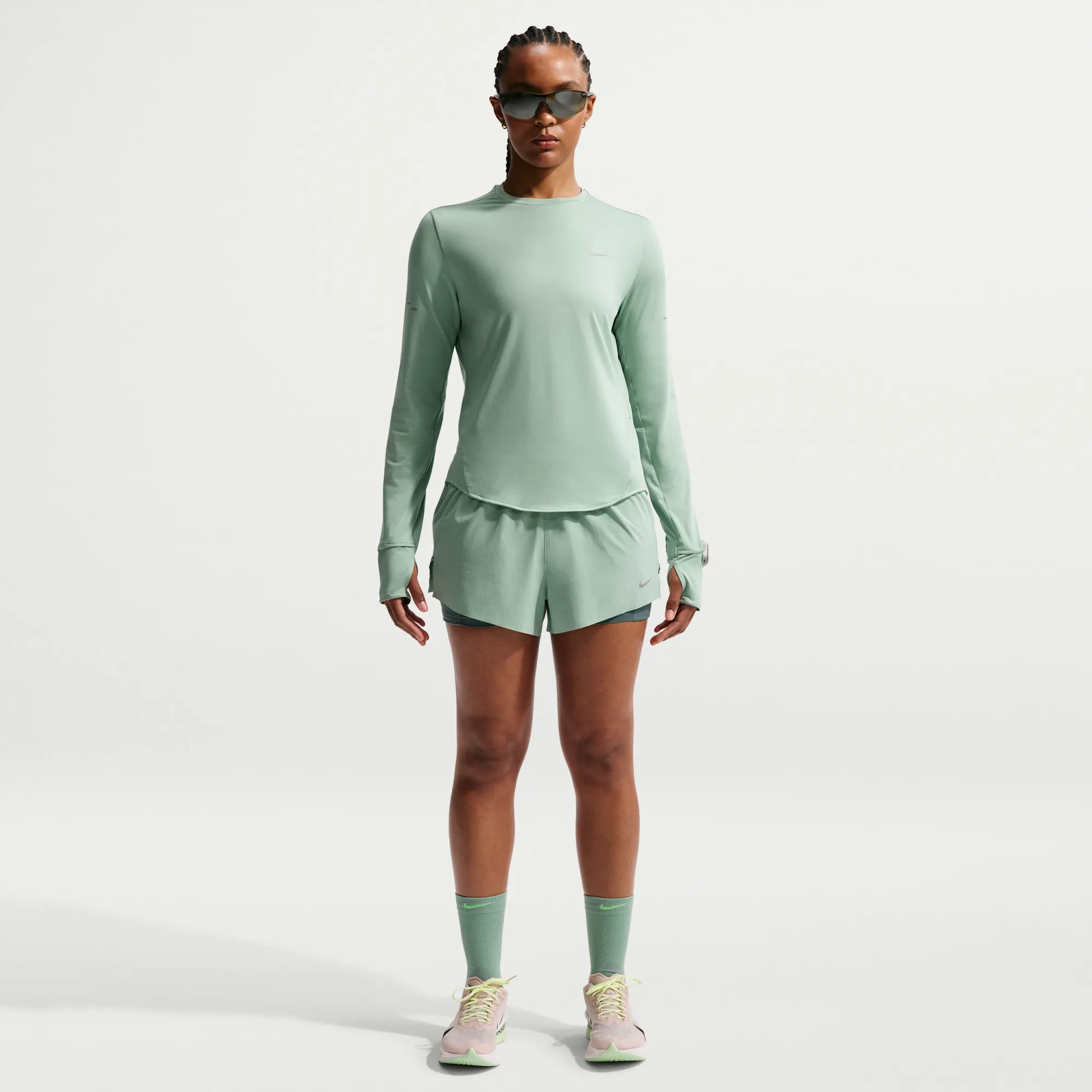 Nike Swift Women's Dri-FIT Mid-Rise 2-in-1 Running Shorts - Steam