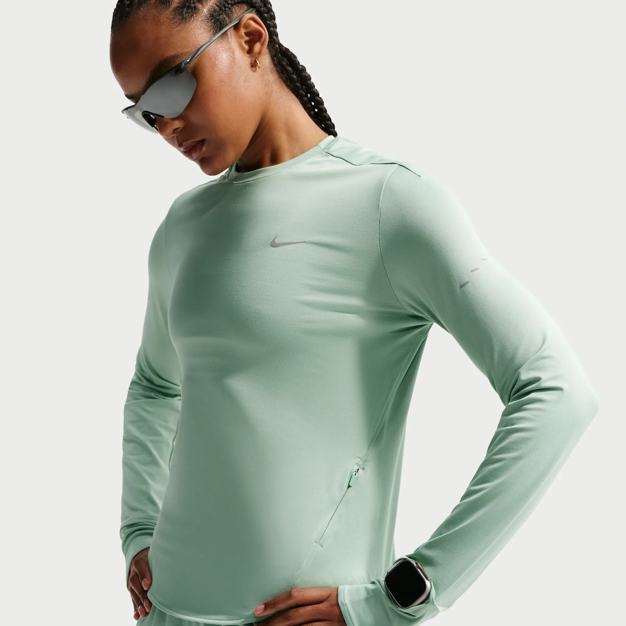 Nike Swift Women's Dri-FIT UV Long-Sleeve Crew-Neck Running Top - Steam