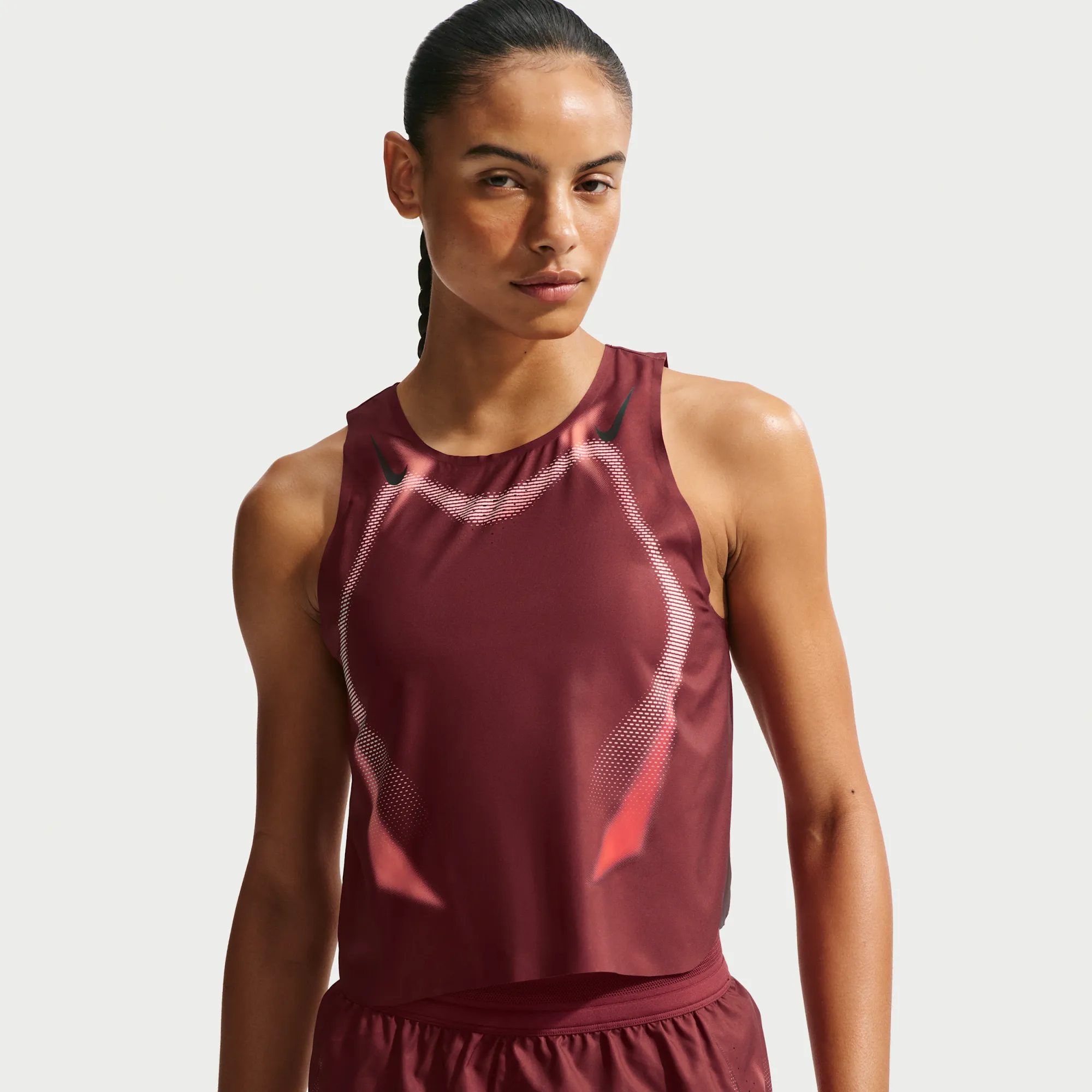Nike AeroSwift Women's Dri-FIT ADV Cropped Running Tank Top - Red - Polyester