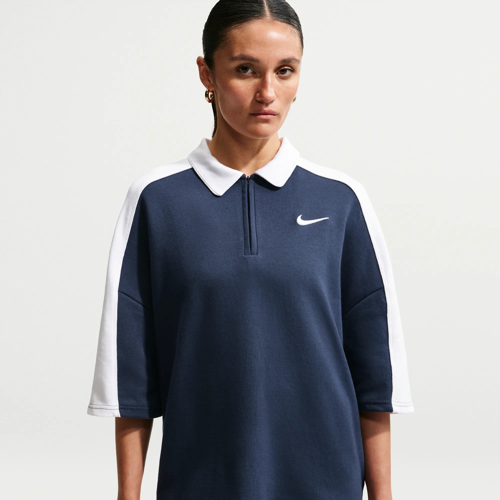 Nike Women's Short-Sleeve Polo Top - Blue - Cotton/Polyester