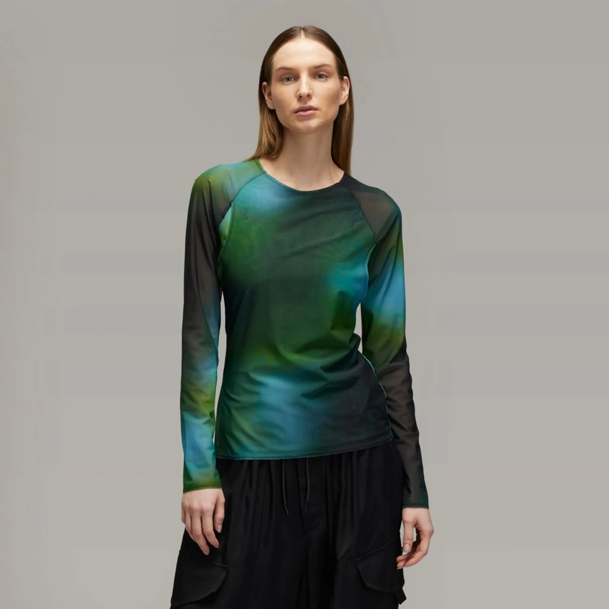 adidas Y-3 Allover Print Mesh Fitted T-Shirt