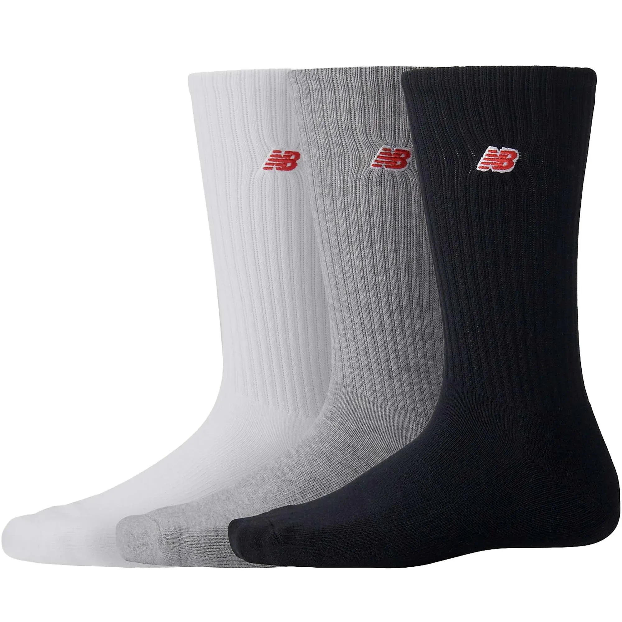 New Balance Red Patch Logo Crew 3 Pack - Grey, White and Black S