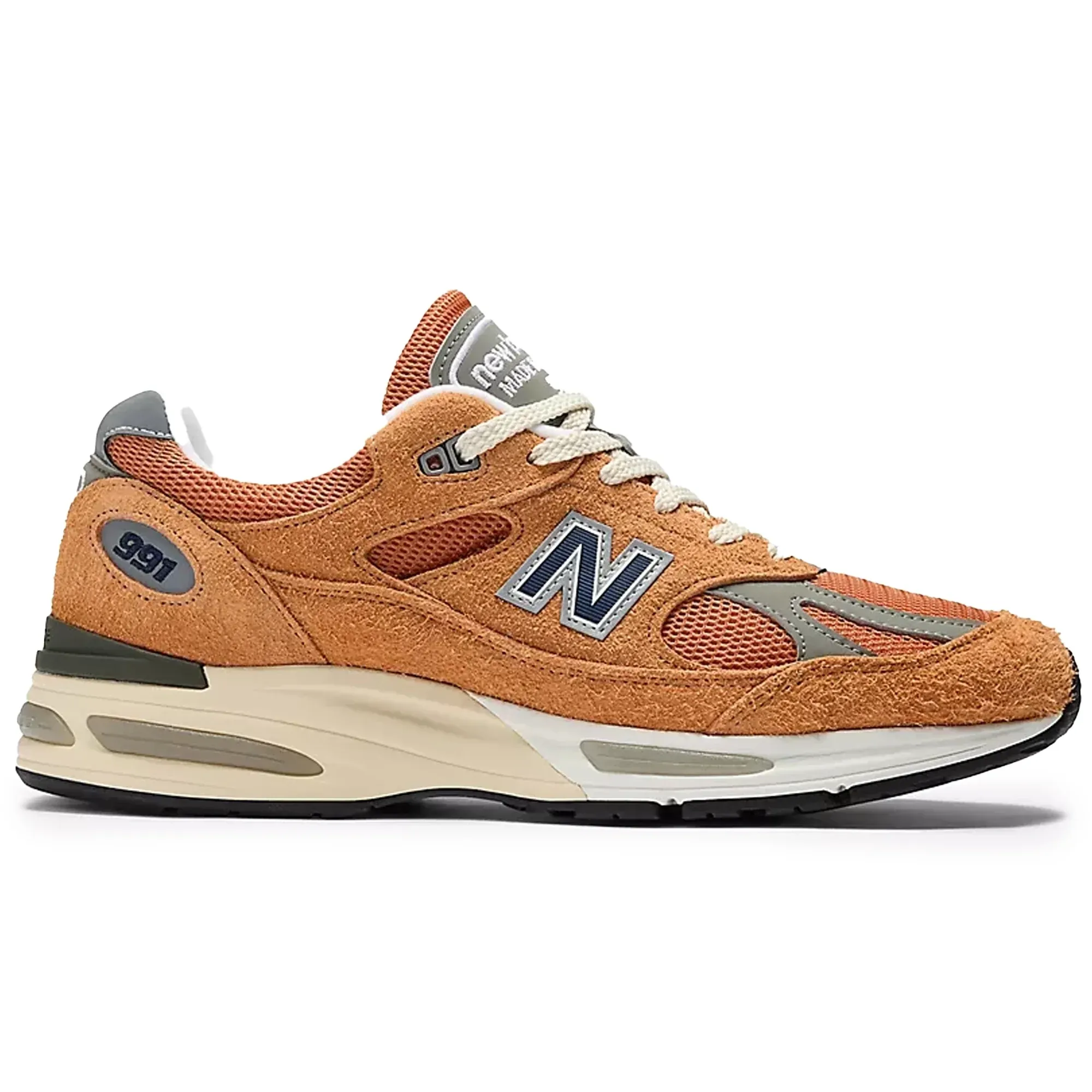 New Balance Made In UK 991v2 Grounded Pastels Shoes - Orange Brown UK 7