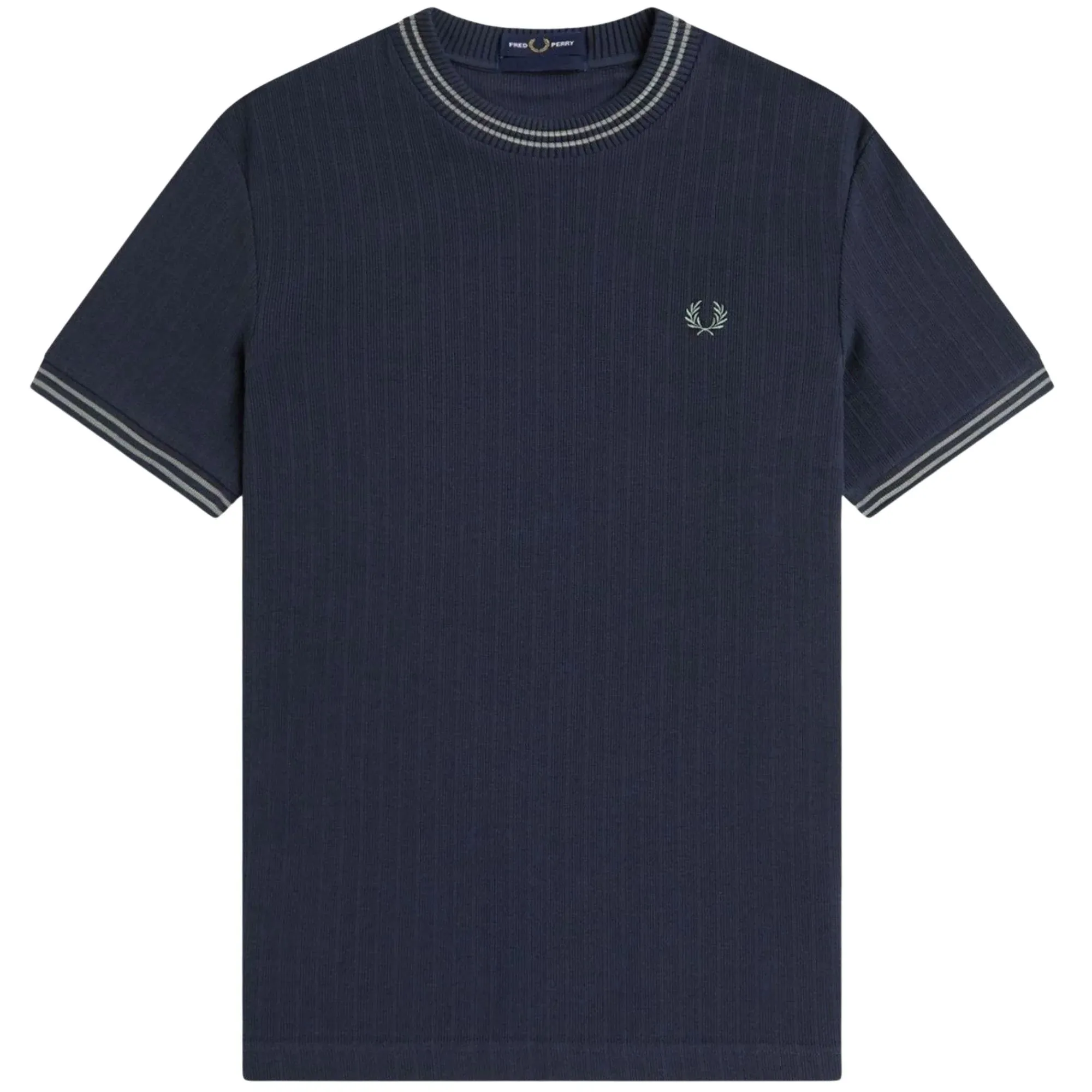 Fred Perry Ribbed Jersey T-Shirt - Navy S