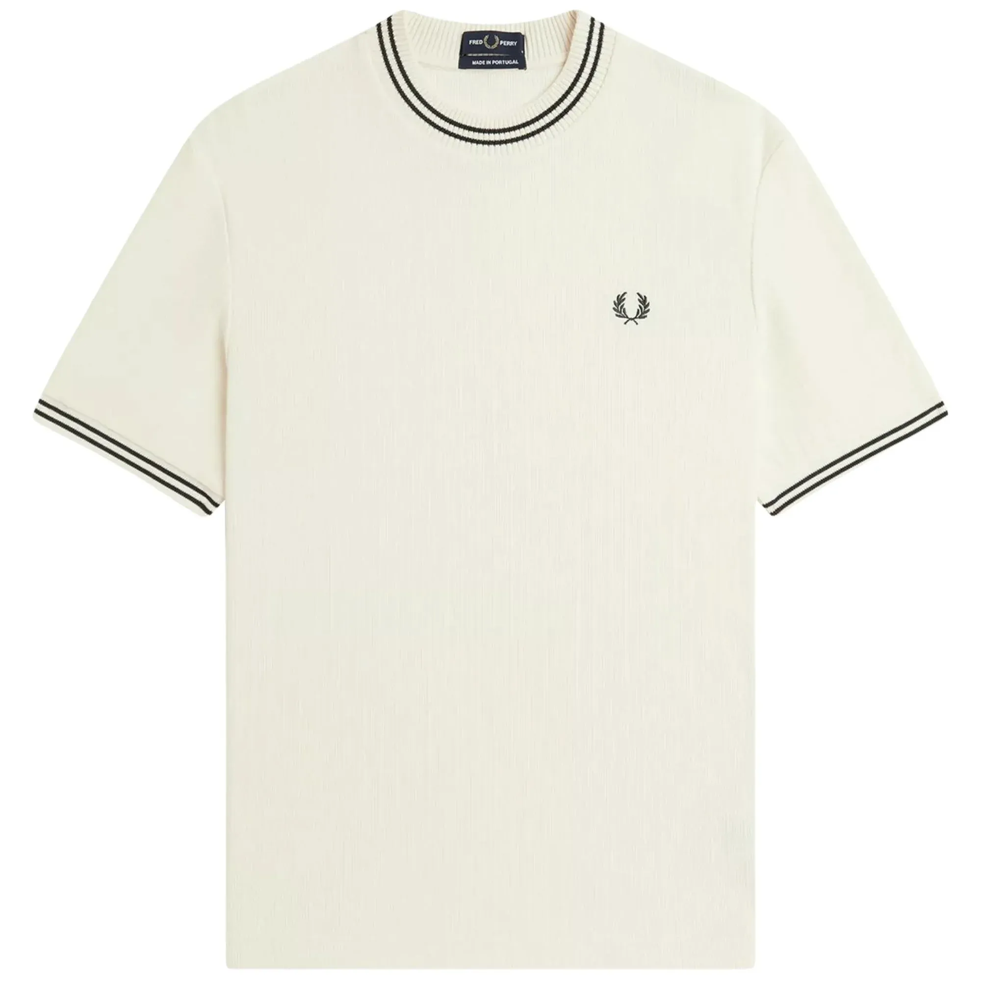 Fred Perry Ribbed Jersey T-Shirt - Ecru S