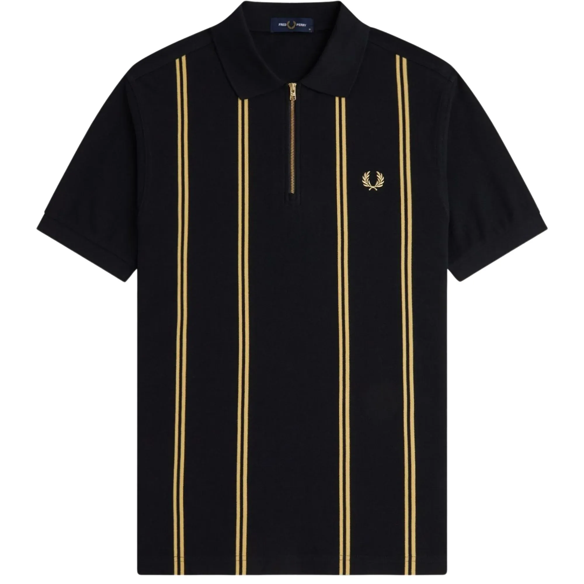 Fred Perry Vertical Stripe Polo Shirt - Black/Champ S