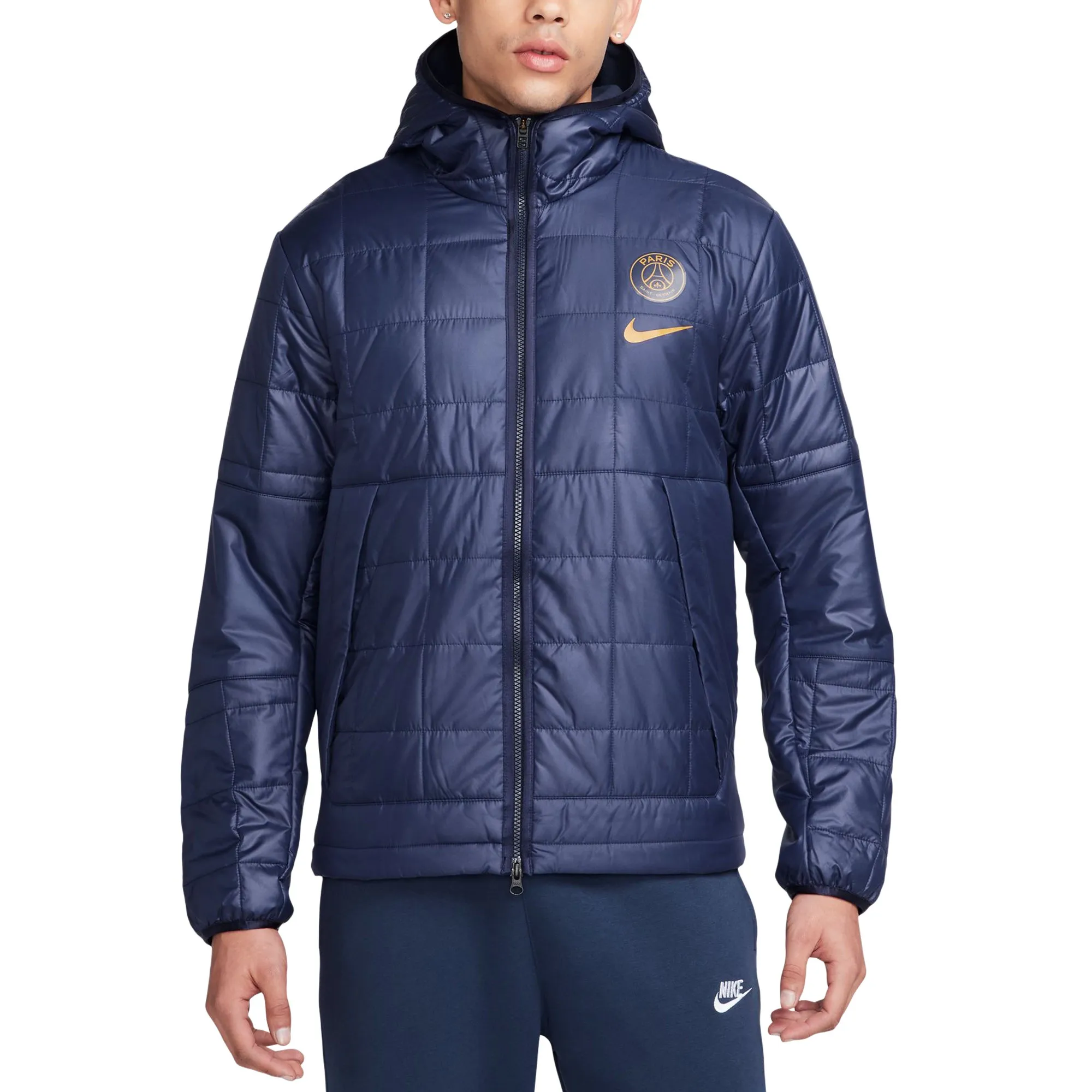 PSG Nike Fleece-Lined Hooded Jacket - Navy