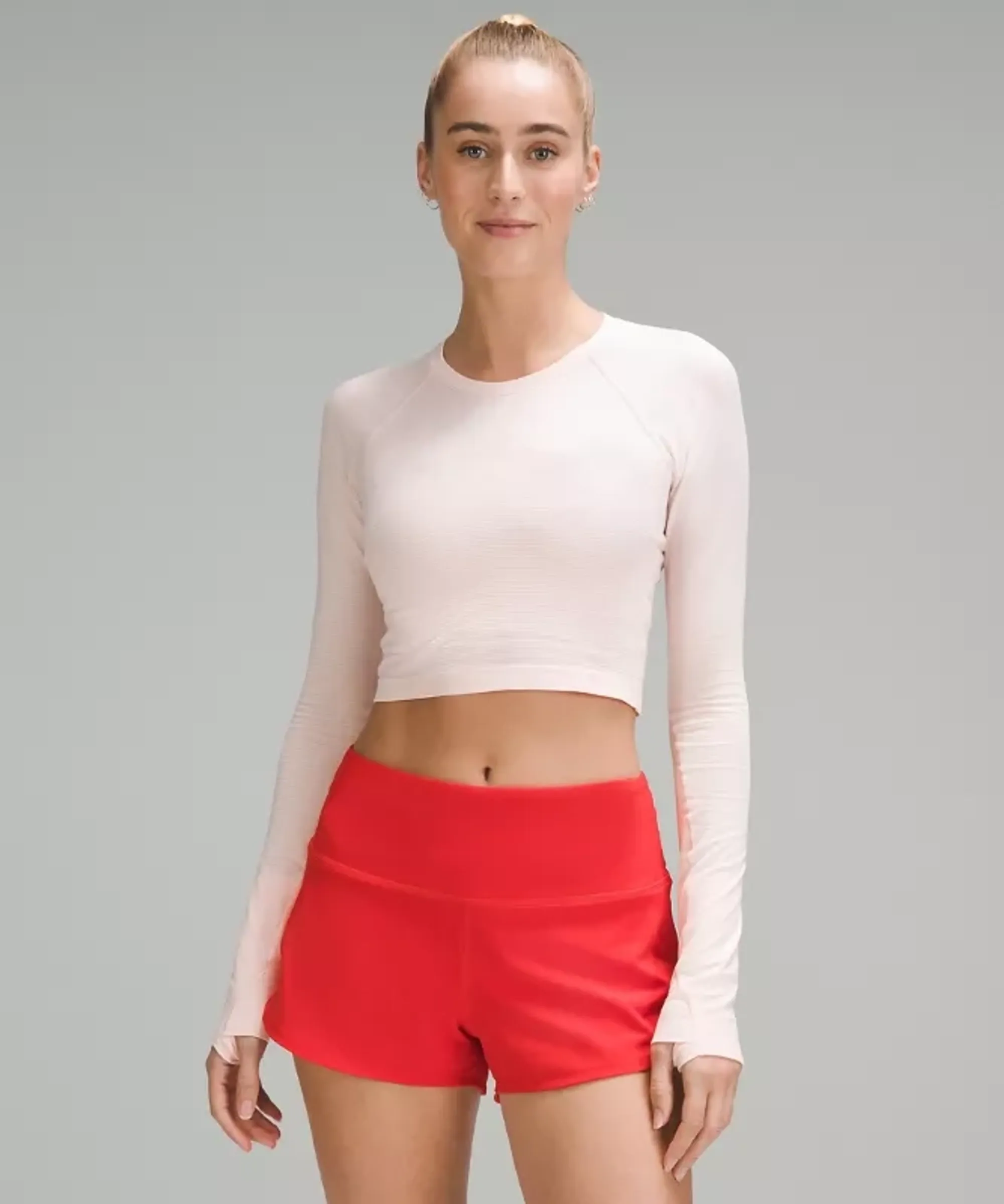 lululemon – Women's Swiftly Tech Cropped Long-Sleeve Shirt 2.0 – Color Pink – Size 16