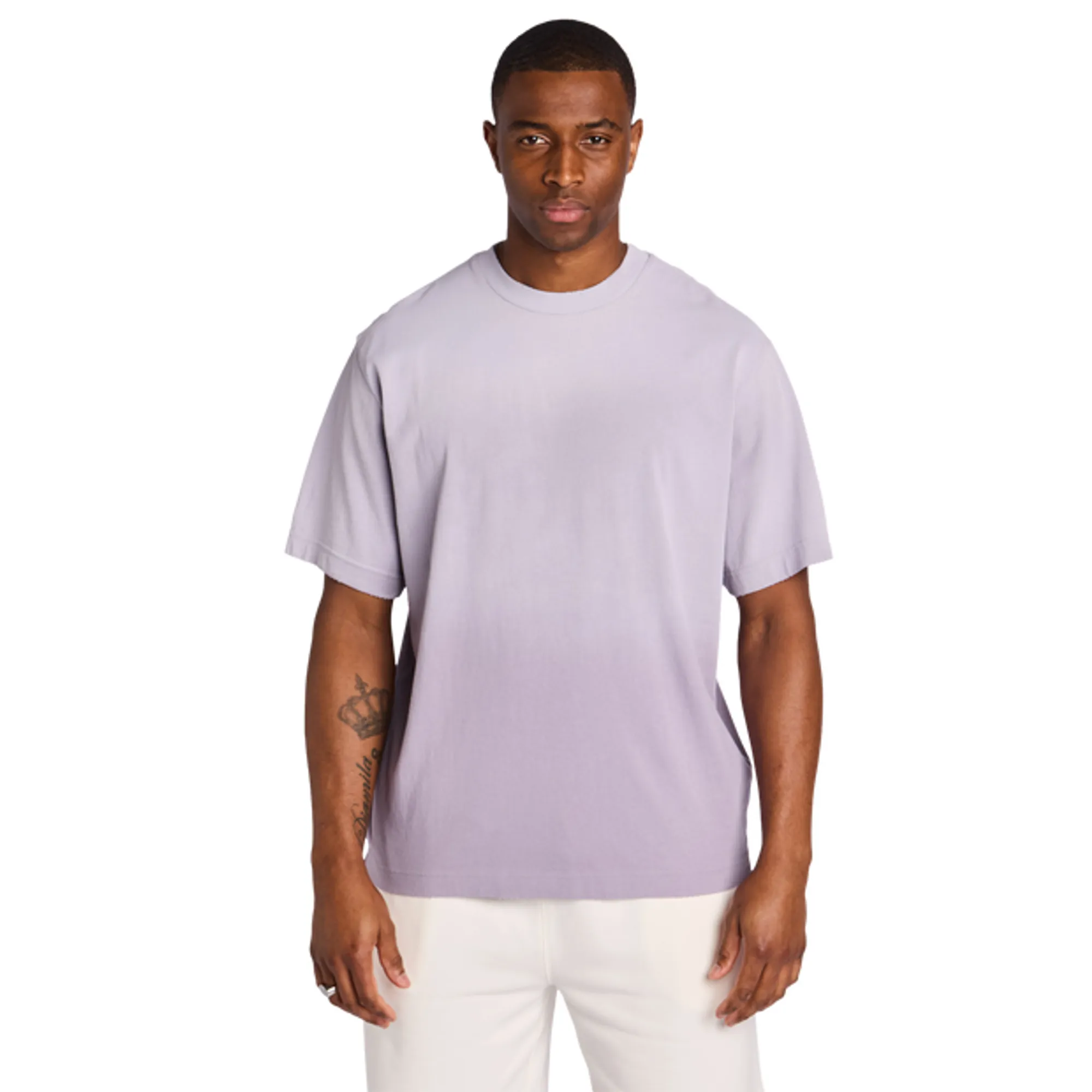 LCKR Heavyweight Distressed Relaxed Fit Men T-Shirts - Purple