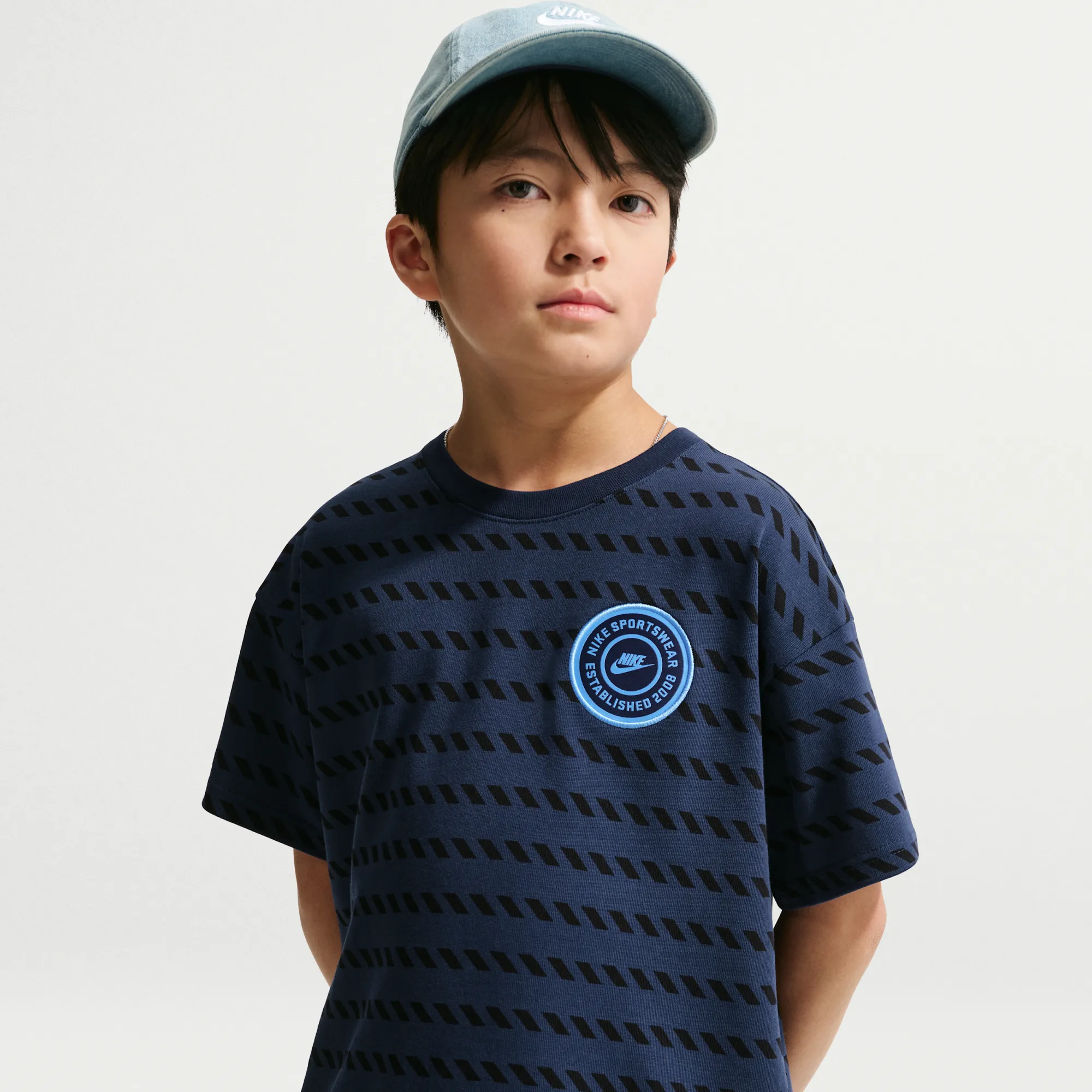Nike Older Kids' Max90 T-Shirt - Blue - Cotton
