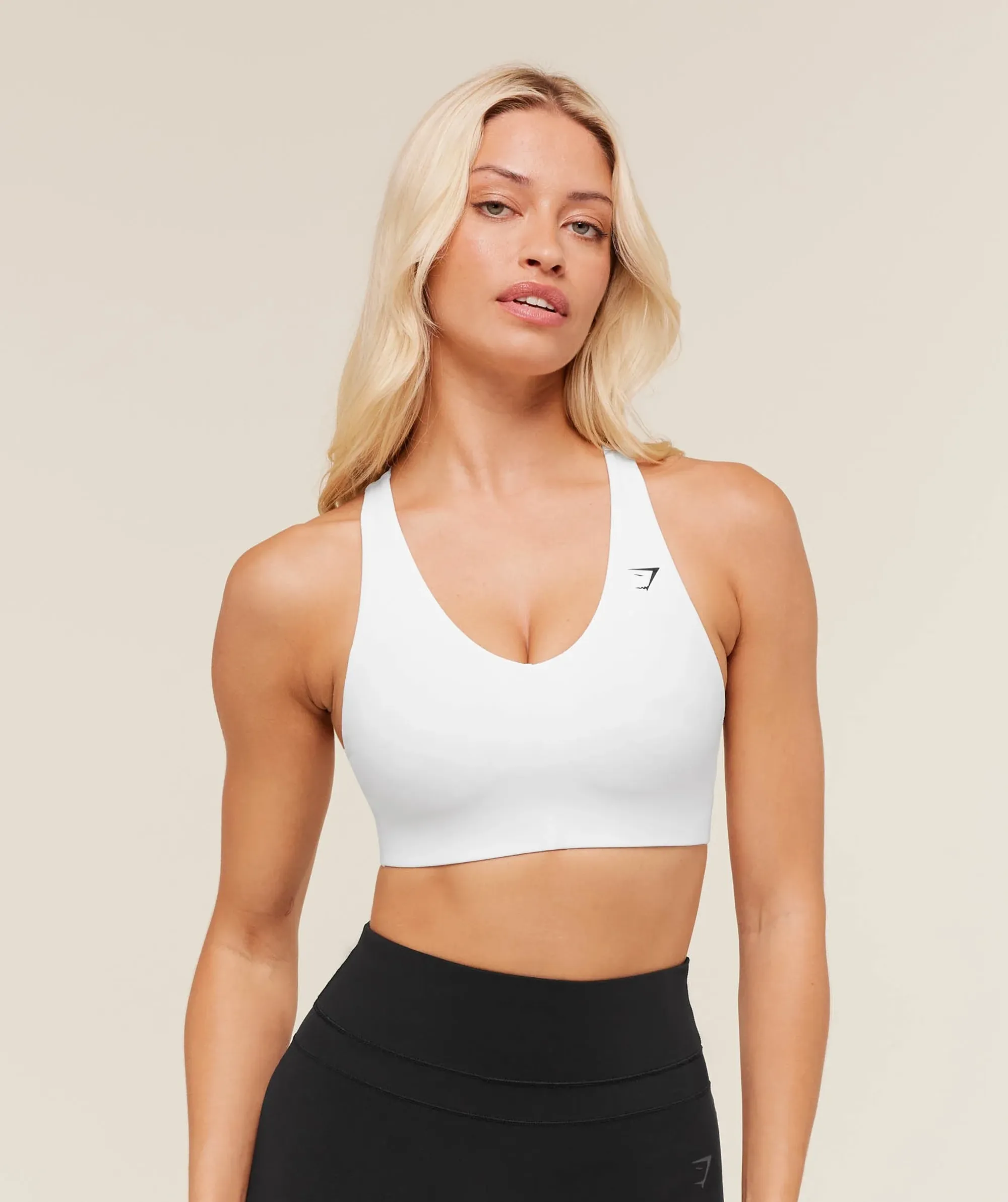 Gymshark Strappy Back Medium Support Sports Bra - White