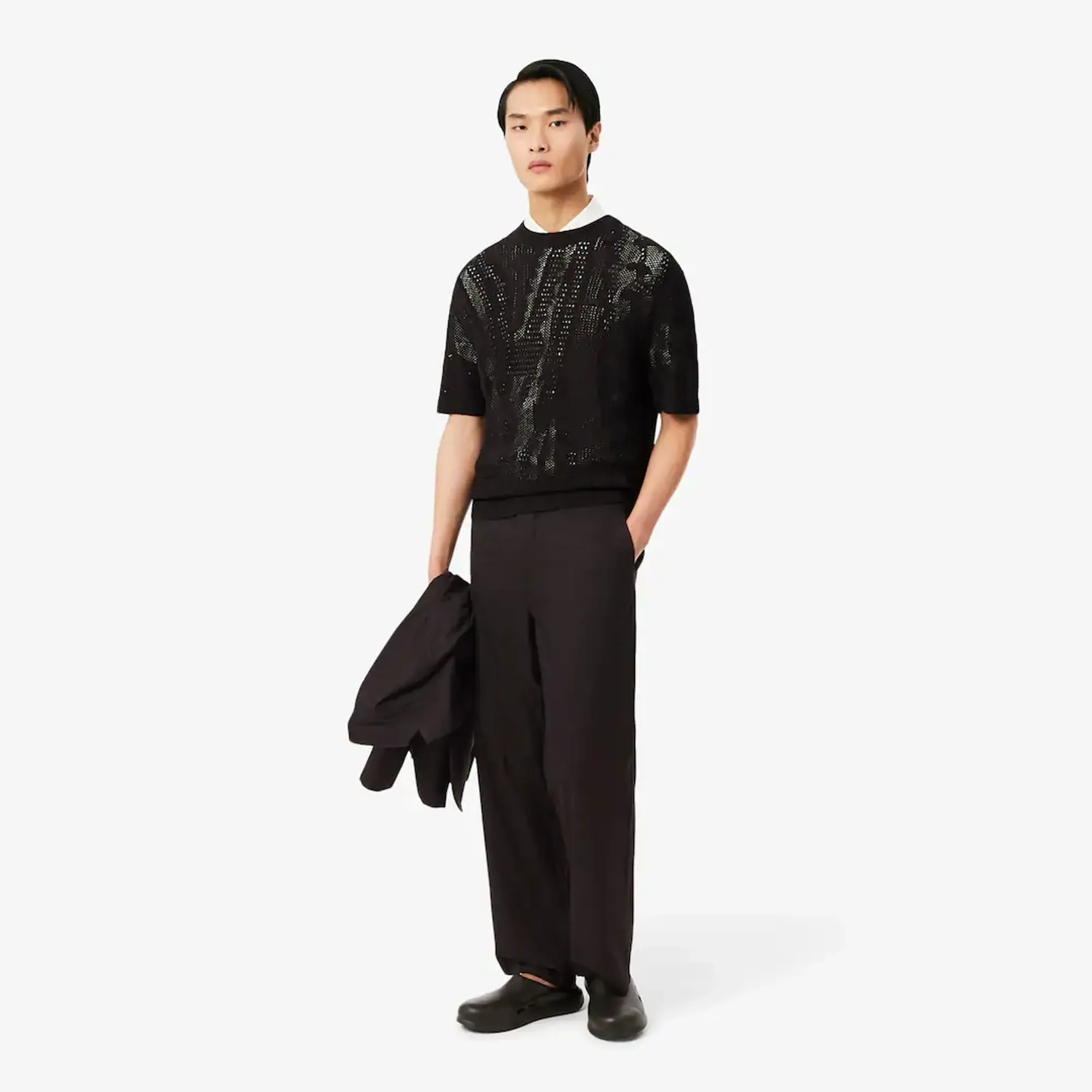 Lacoste Straight Fit Striped Cotton Suit Pants - Brown
