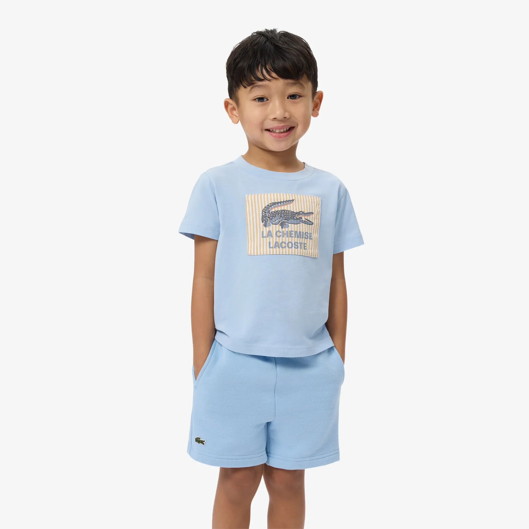 Lacoste Badge Accent Cotton T-shirt - Light Blue