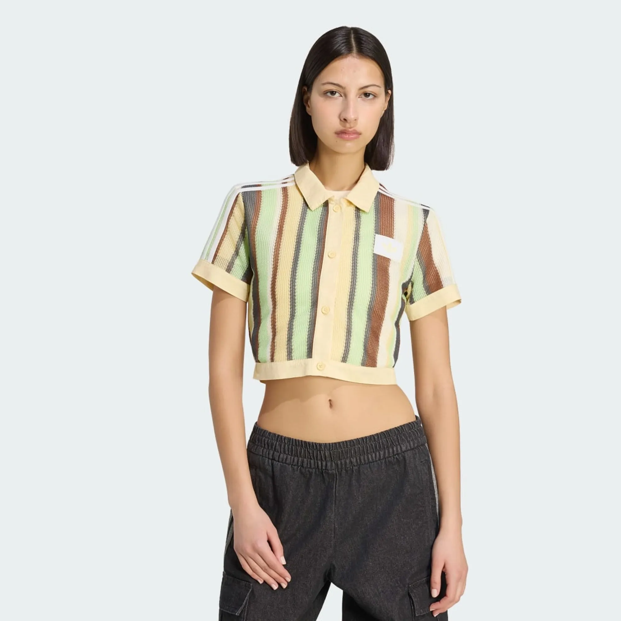 adidas ADIDAS ORIGINALS SUMMER GLOW STRIPED CROPPED POLO