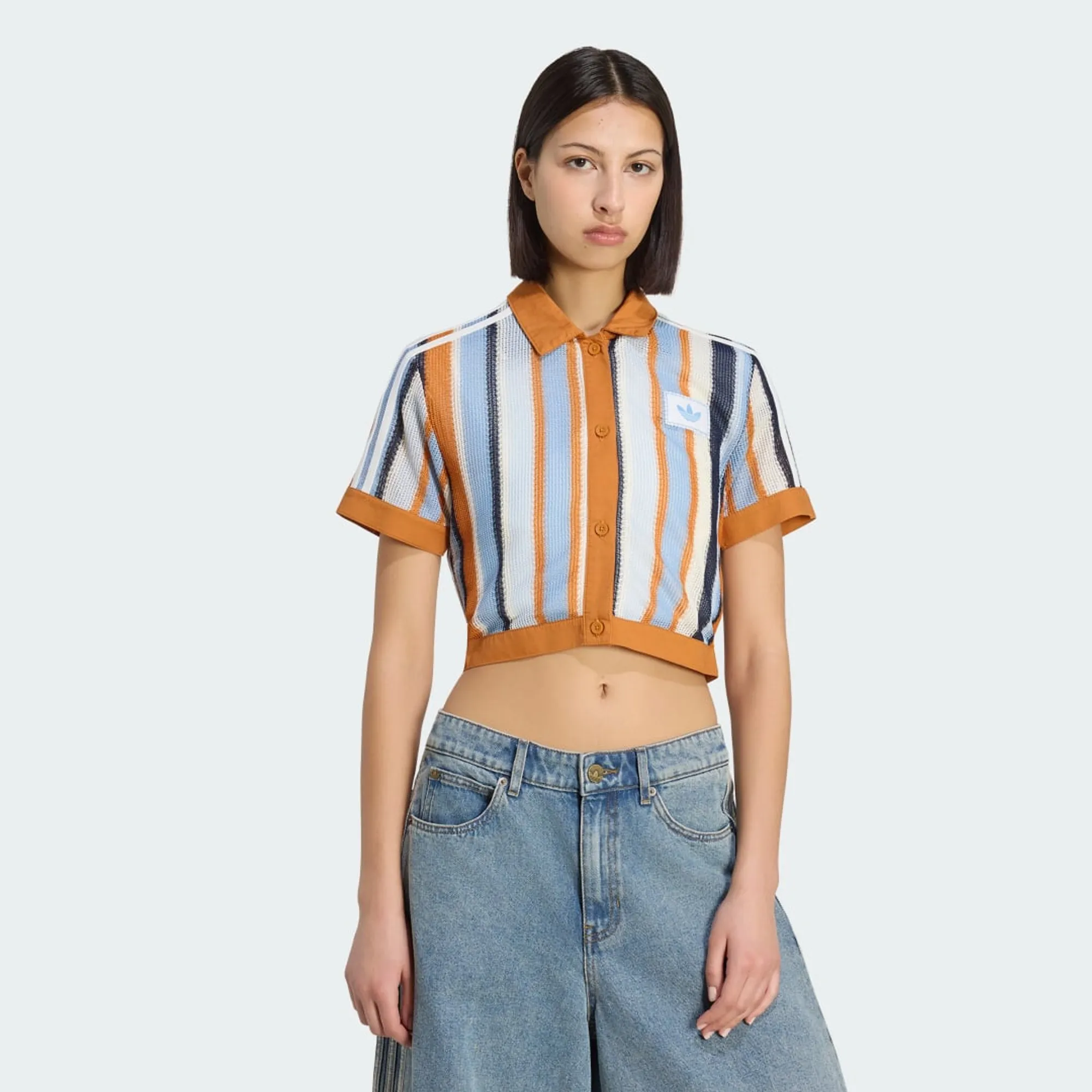 adidas ADIDAS ORIGINALS SUMMER GLOW STRIPED CROPPED POLO