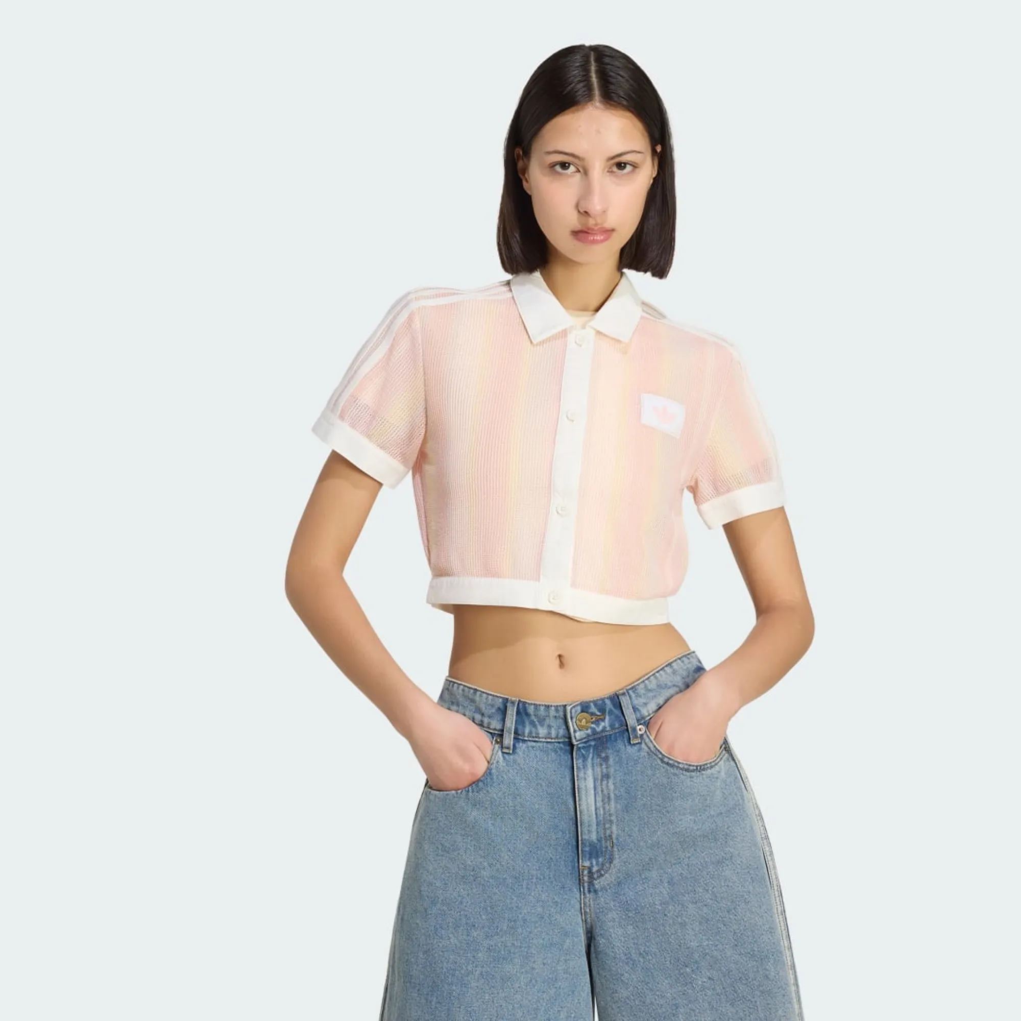 adidas ADIDAS ORIGINALS SUMMER GLOW STRIPED CROPPED POLO