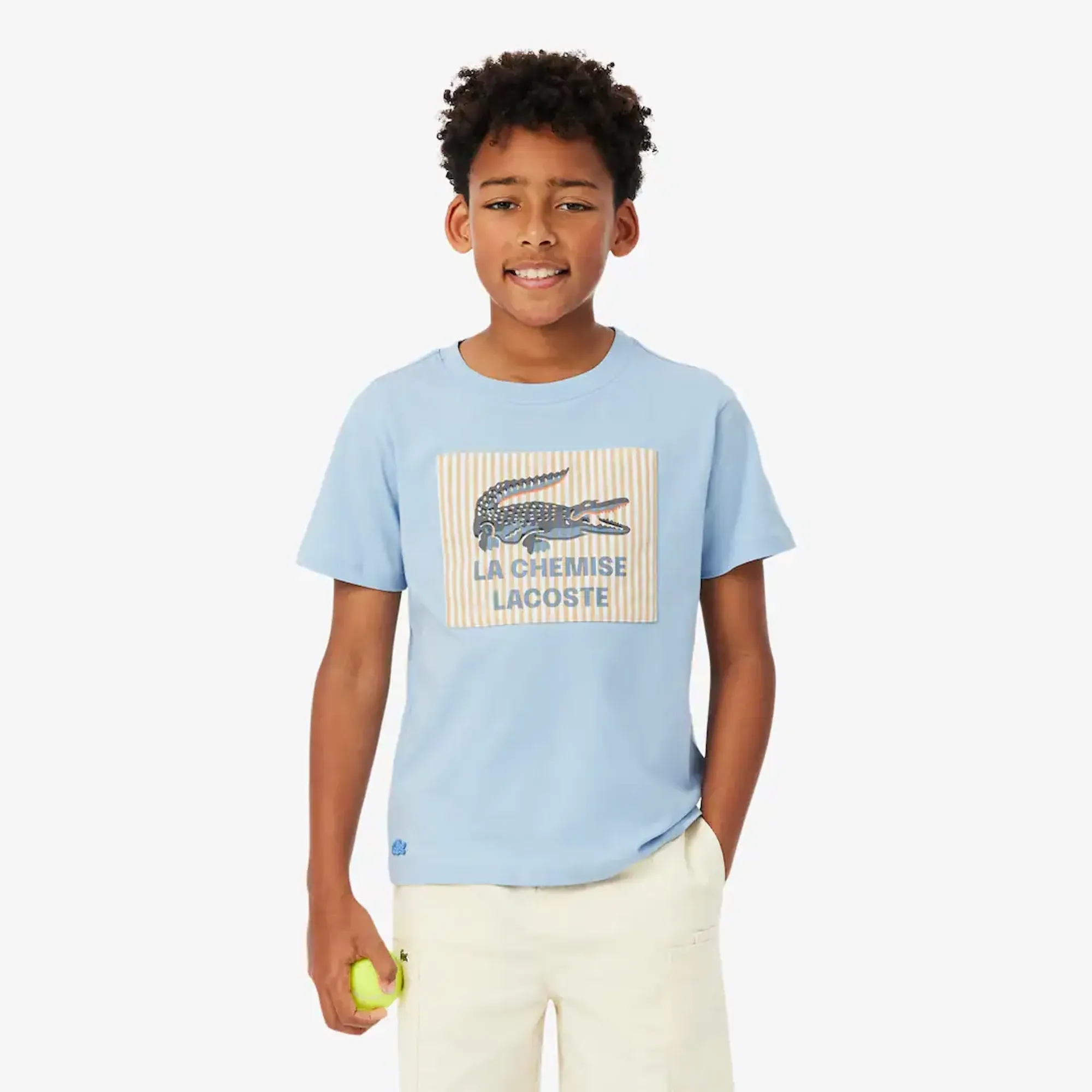 Lacoste Badge Accent Cotton T-shirt - Light Blue