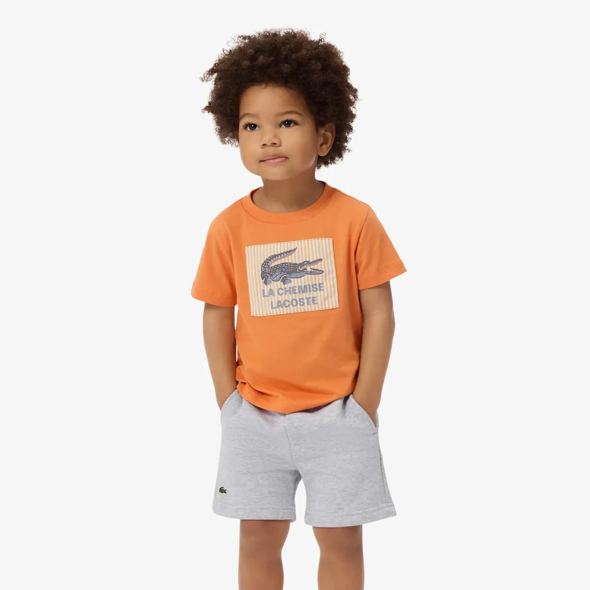 Lacoste Badge Accent Cotton T-shirt - Orange