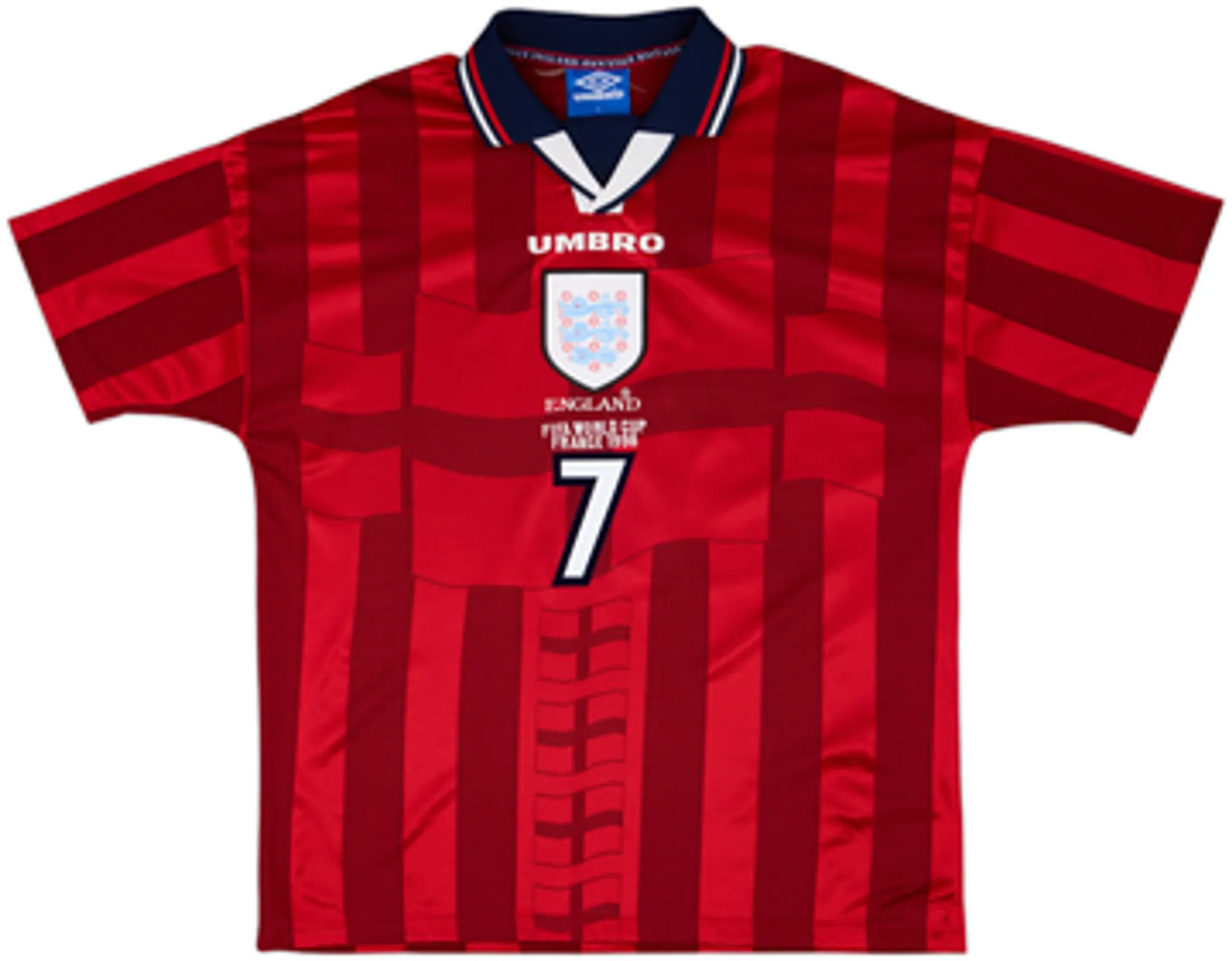 1998 England 'FIFA World Cup' Away Shirt Beckham #7 - 9/10 - (L)