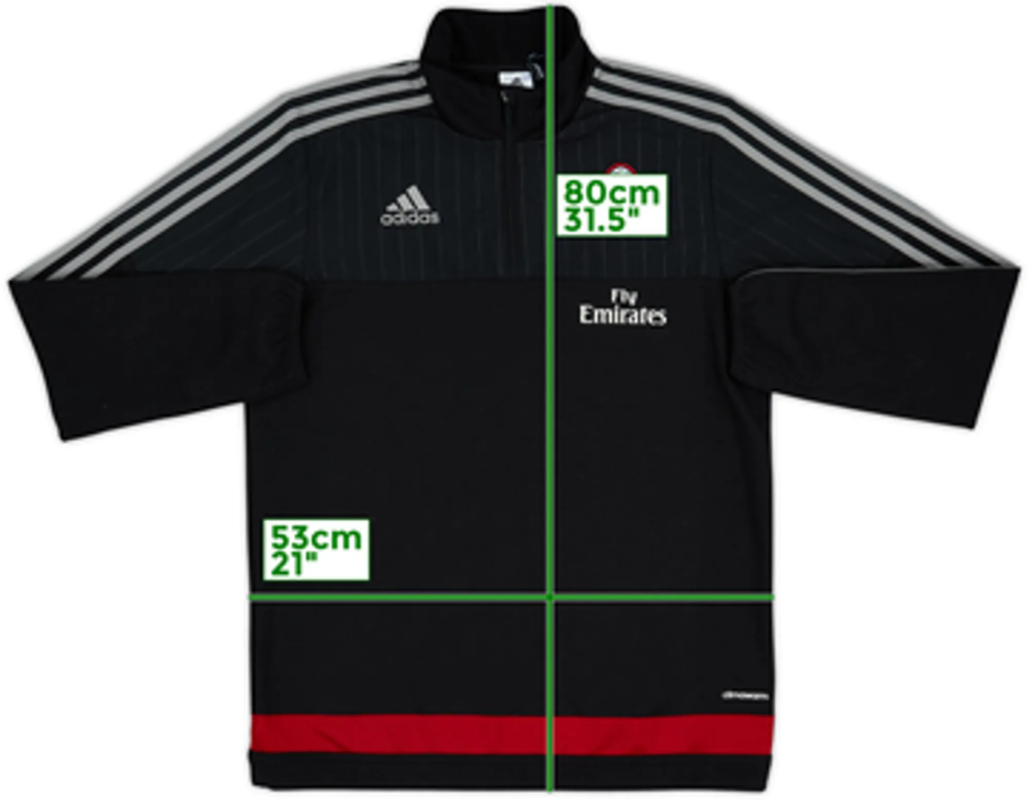 2015-16 AC Milan adidas 1/4 Zip Track Jacket - 8/10 - (M)