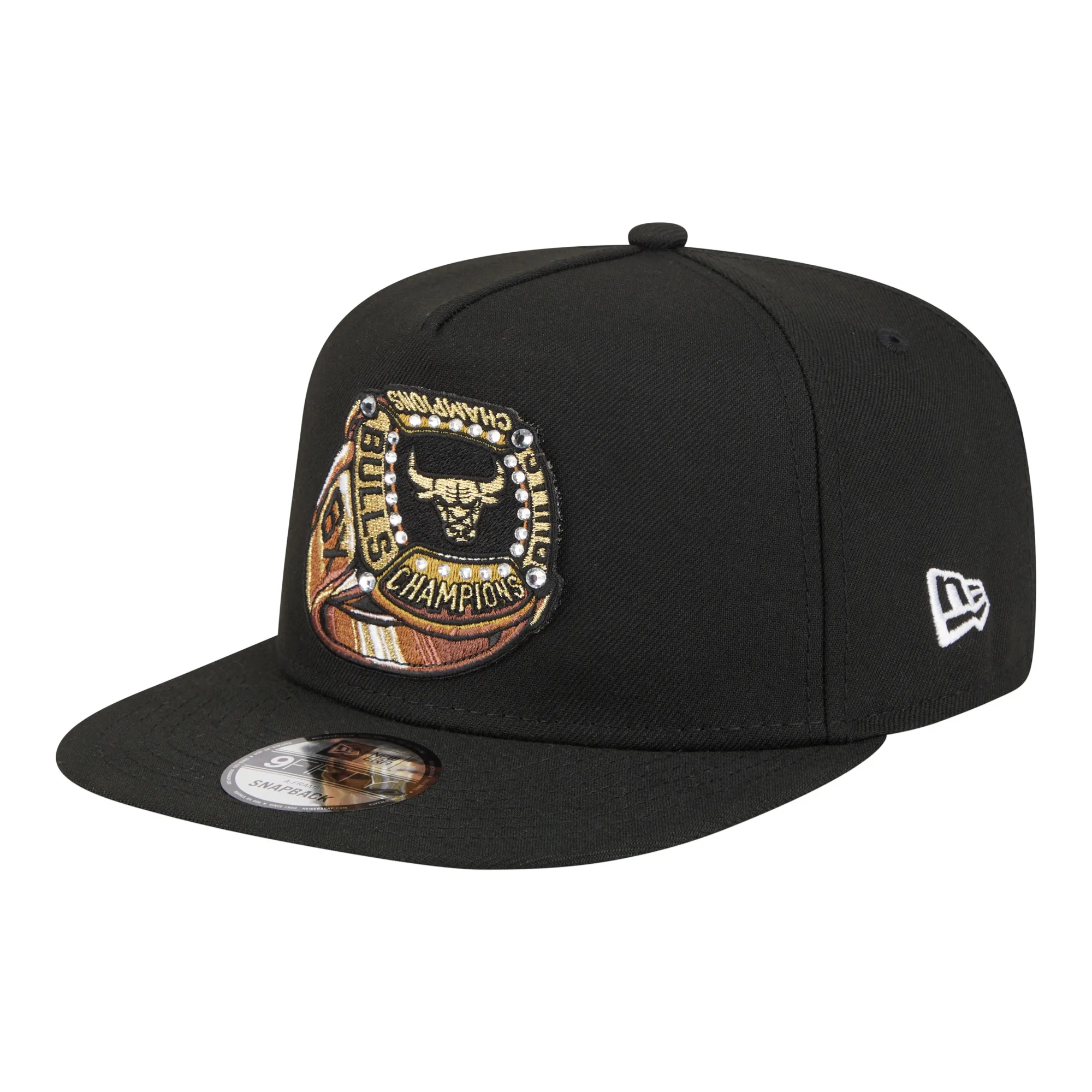 Chicago Bulls NBA Ring Black 9FIFTY A-Frame Snapback Adjustable Cap New Era Cap adult unisex
