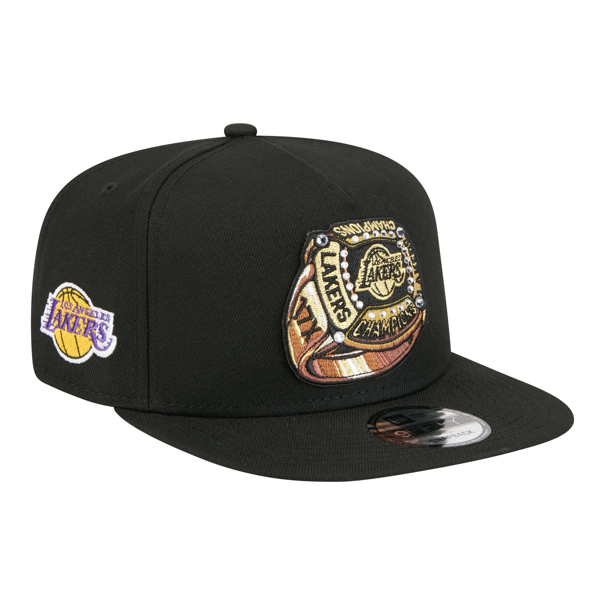 LA Lakers NBA Ring Black 9FIFTY A-Frame Snapback Adjustable Cap New Era Cap adult unisex