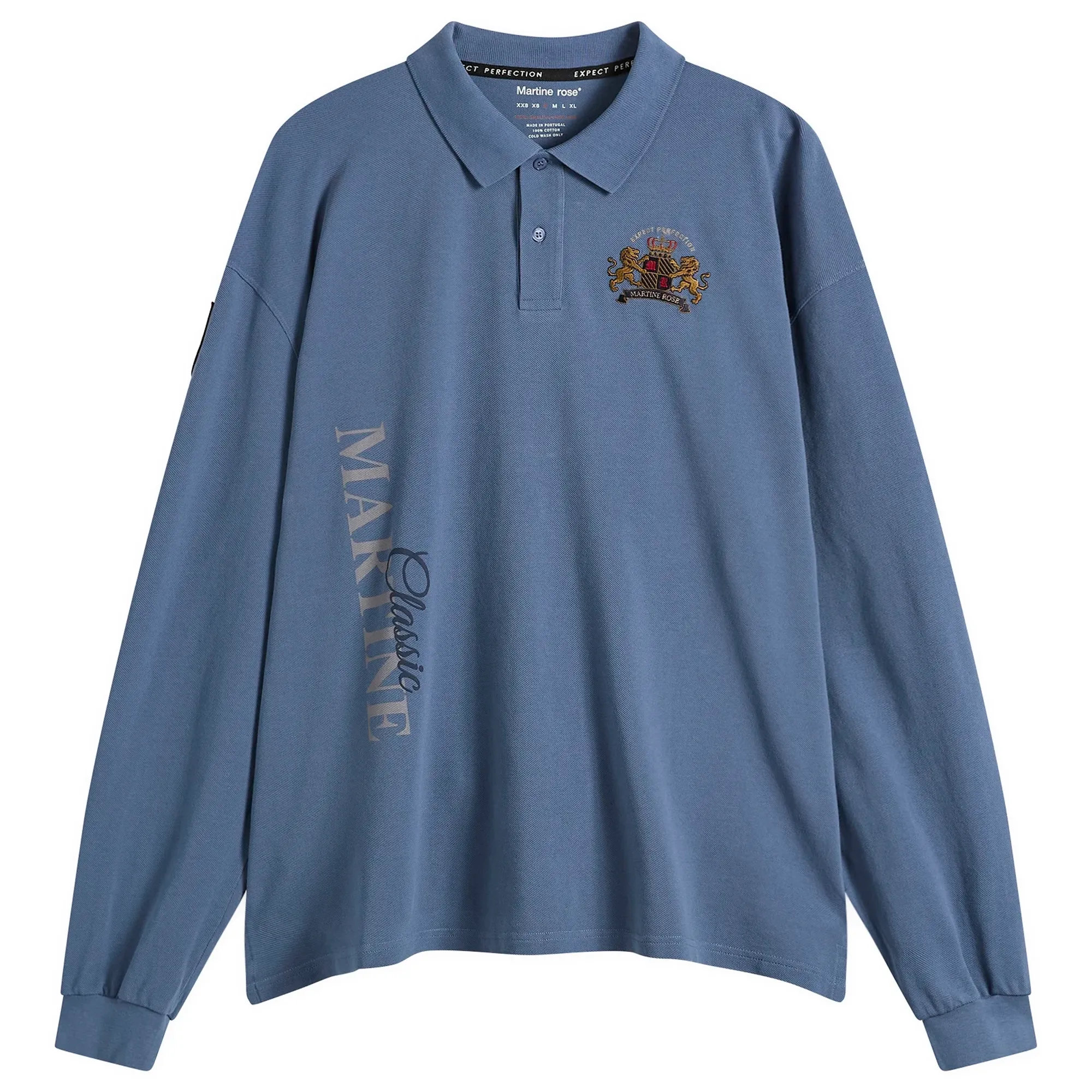Martine Rose Women's Long Sleeve Polo Blue Navy Washed