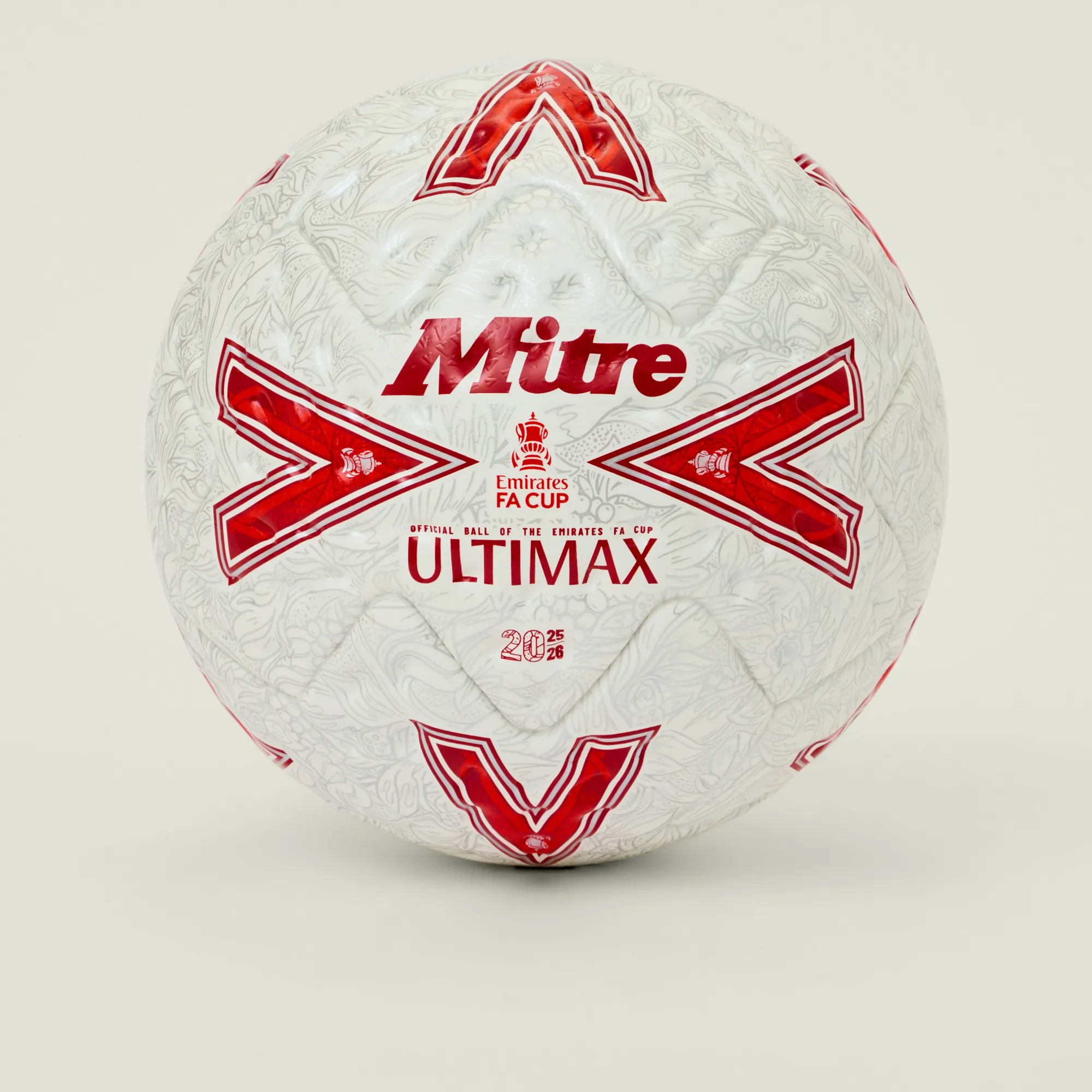 Mitre Mens Fa Cup Final Ultimax Pro Football White/Silver/Red Size: 5