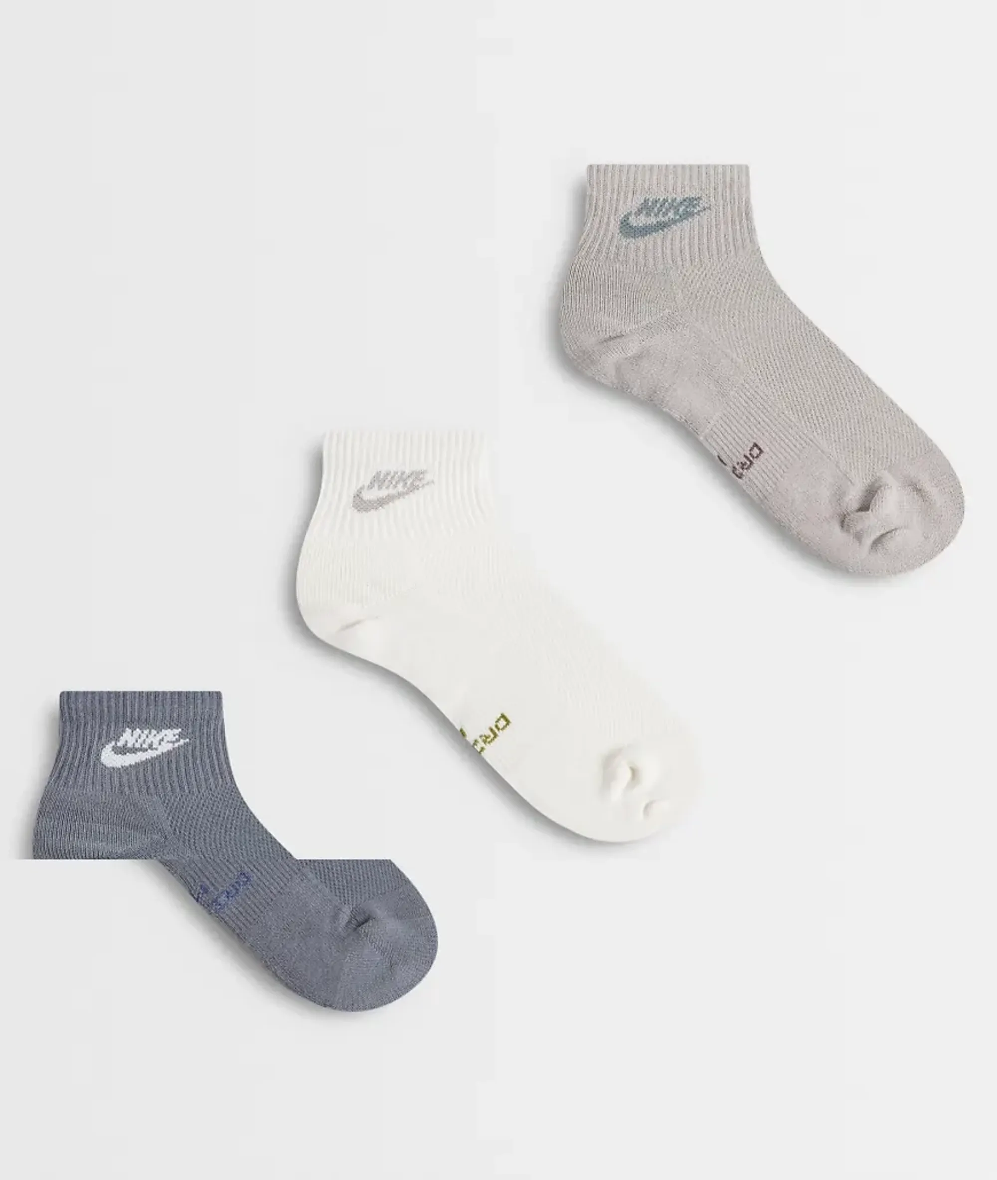 Nike Everyday 3 Pack Ankle Socks In Brown Multi