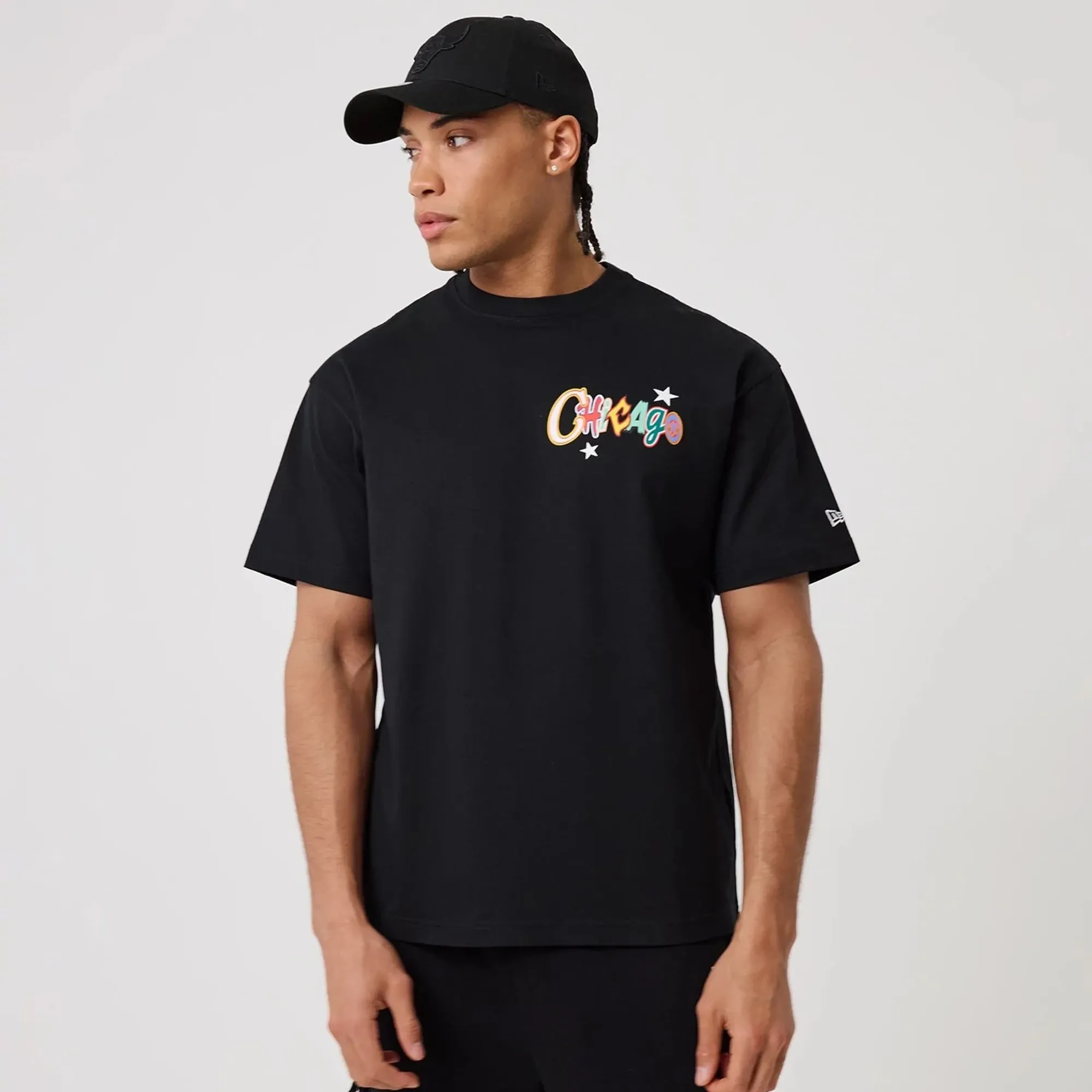 Chicago Bulls MLB Word Art Black T-Shirt New Era Cap adult unisex