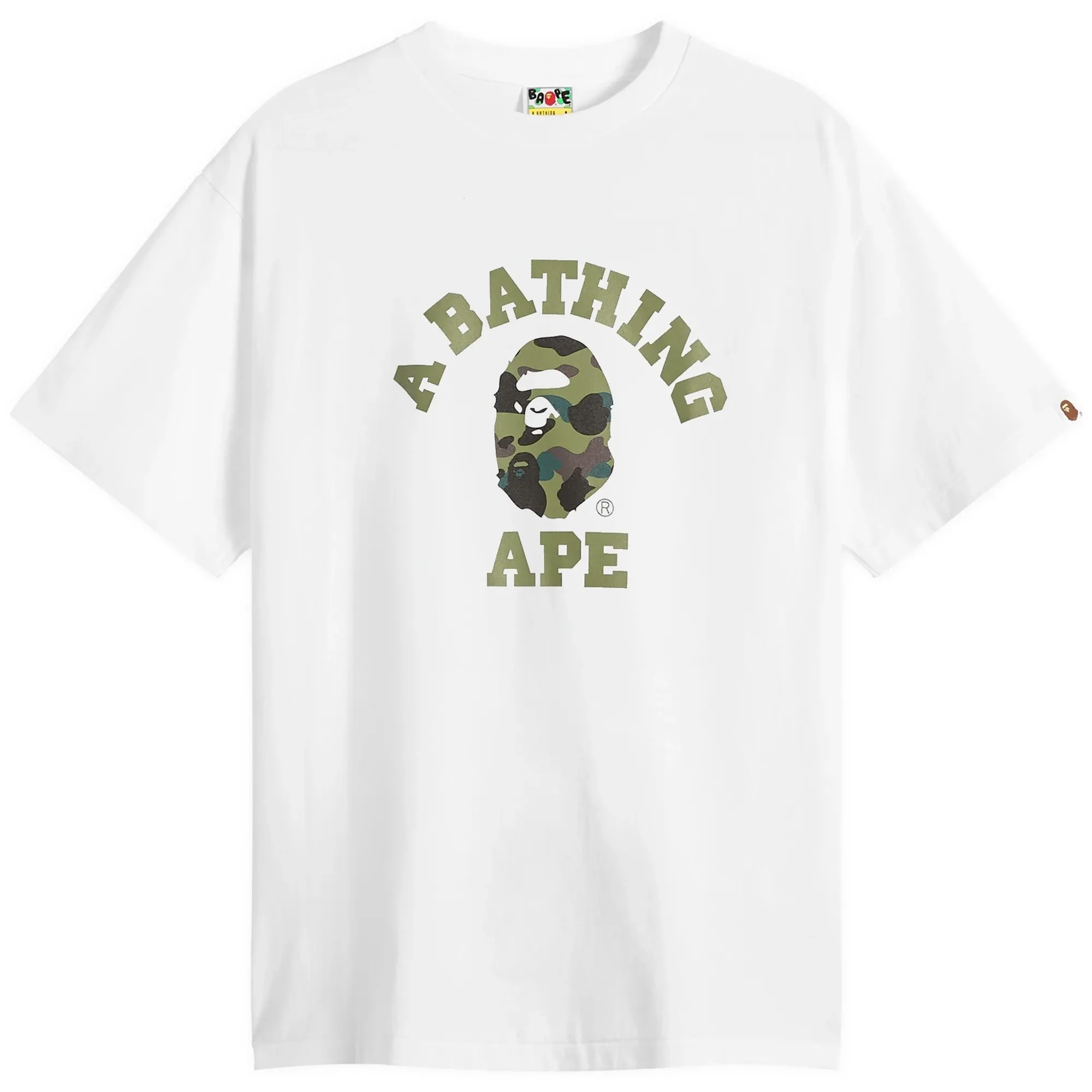 A Bathing Ape Men's 1st Camo College T-Shirt White/Green