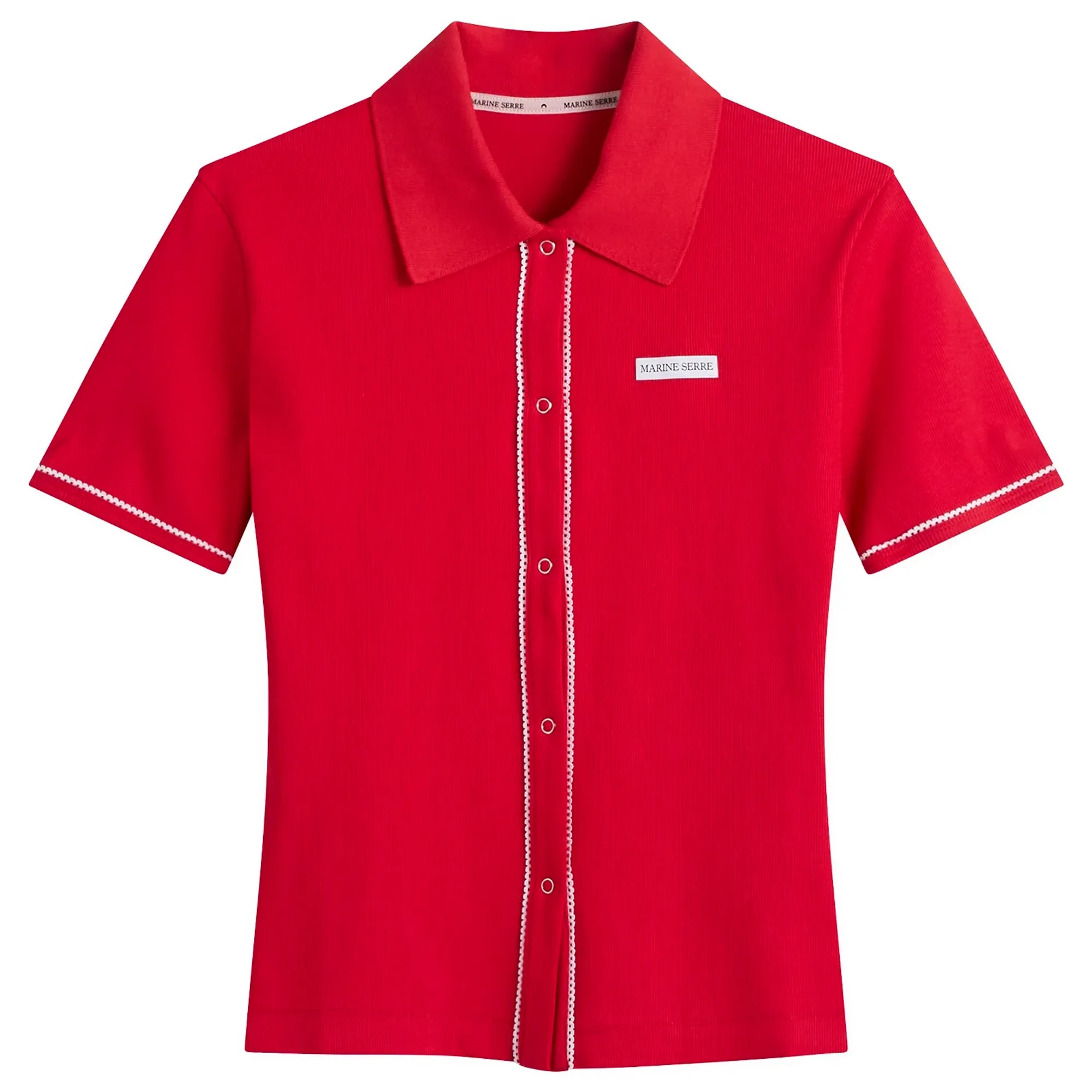 Marine Serre Women's Cute 70'S Polo T-Shirt Red