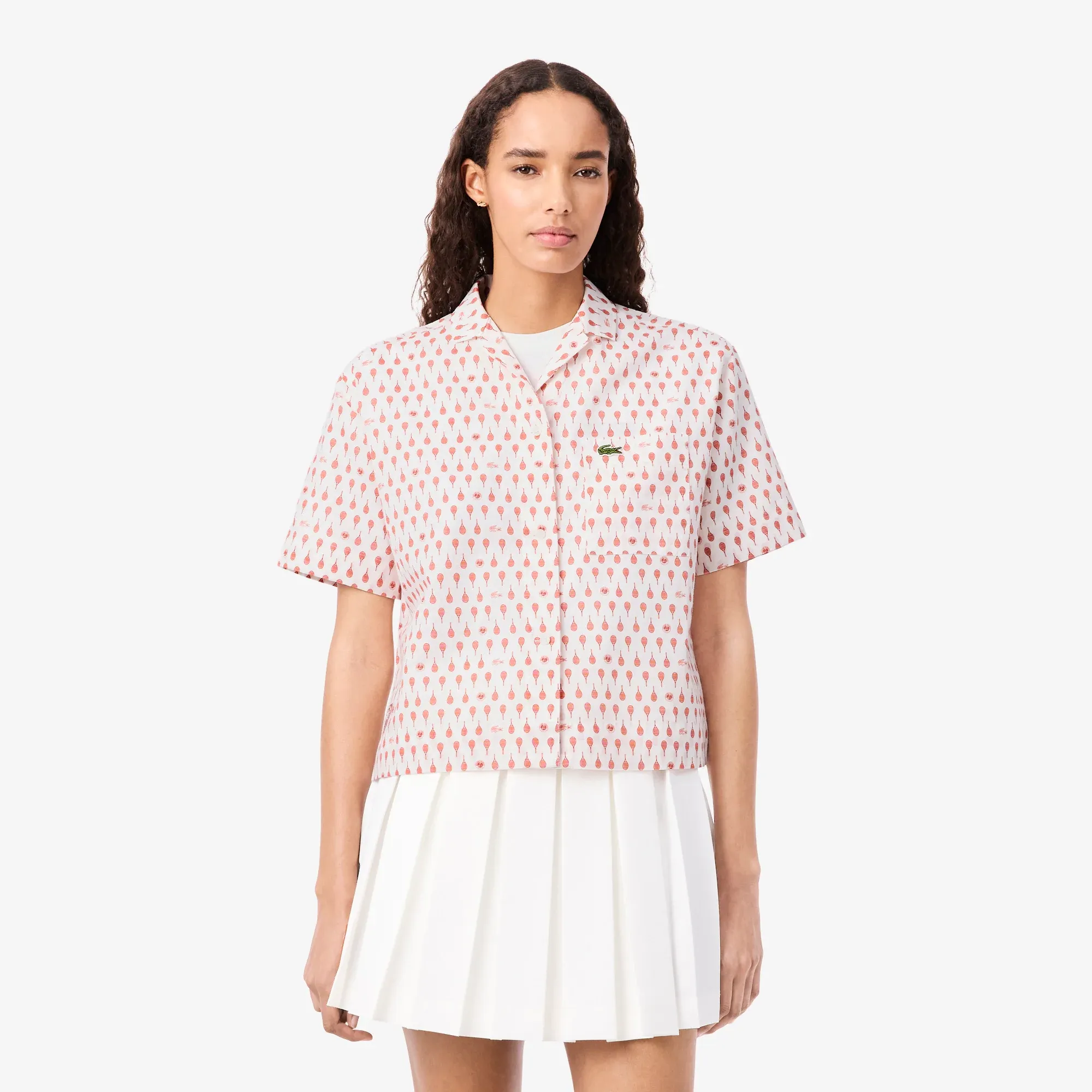 Lacoste Roland-Garros Edition Print Shirt - Blanc / Marron