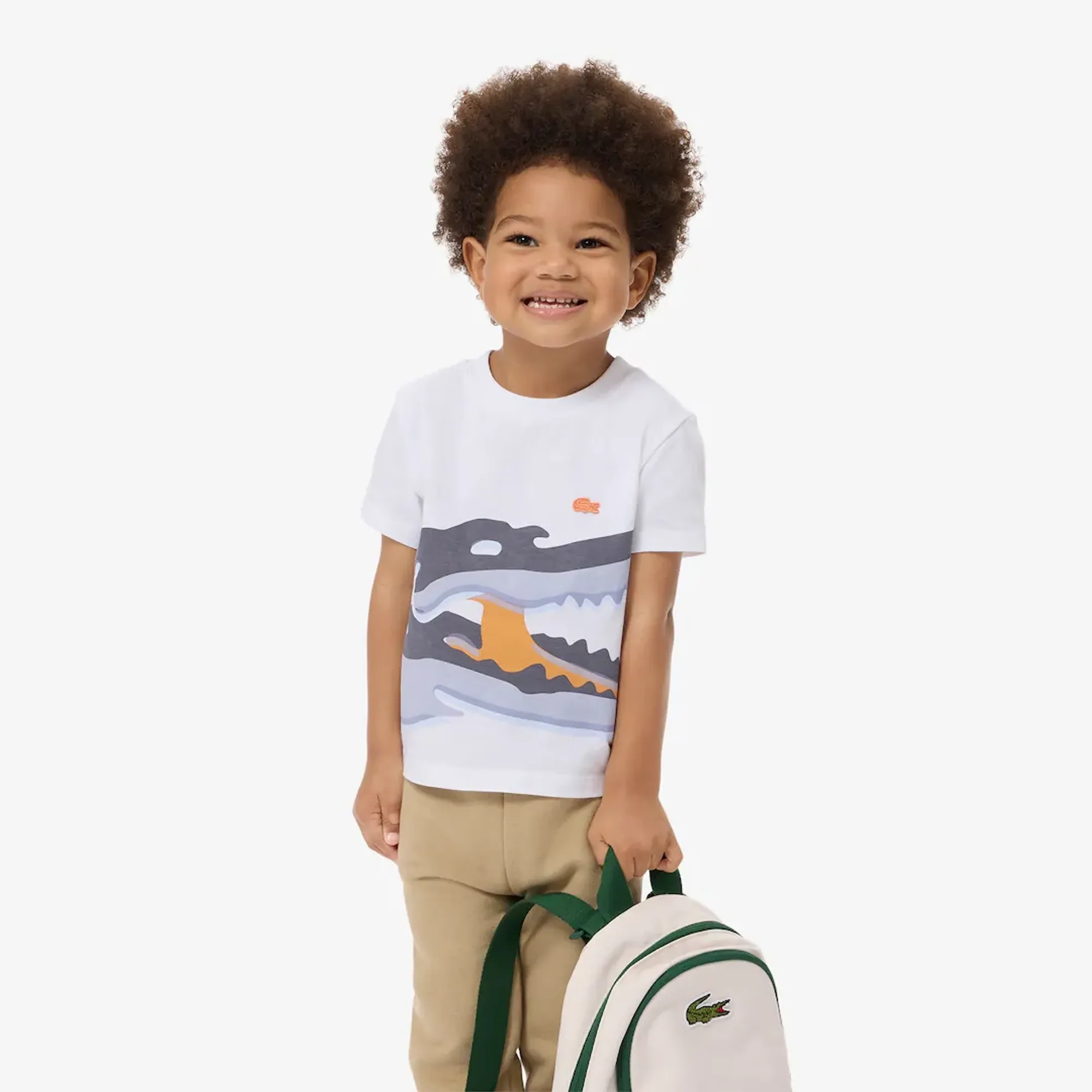 Lacoste Croc Print Cotton T-shirt - White