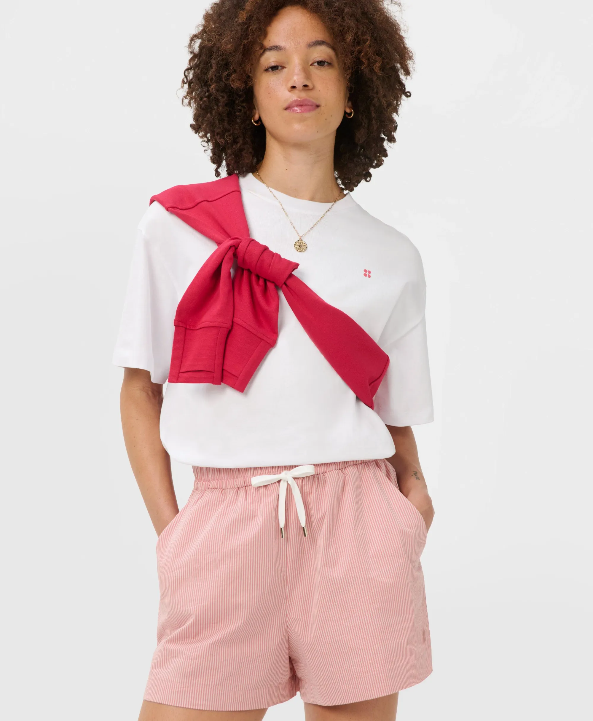Sweaty Betty Summer Stripe Shorts, Pink, Women's L