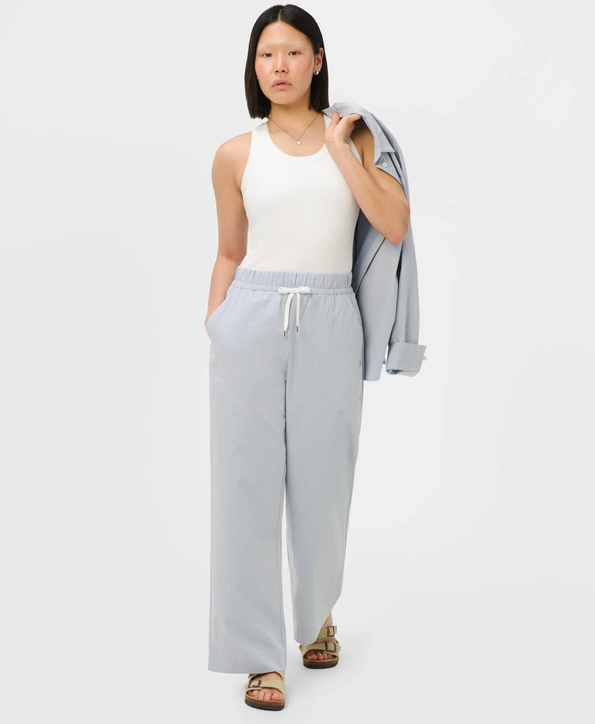 Sweaty Betty Summer Stripe Trousers, Blue, Women's L