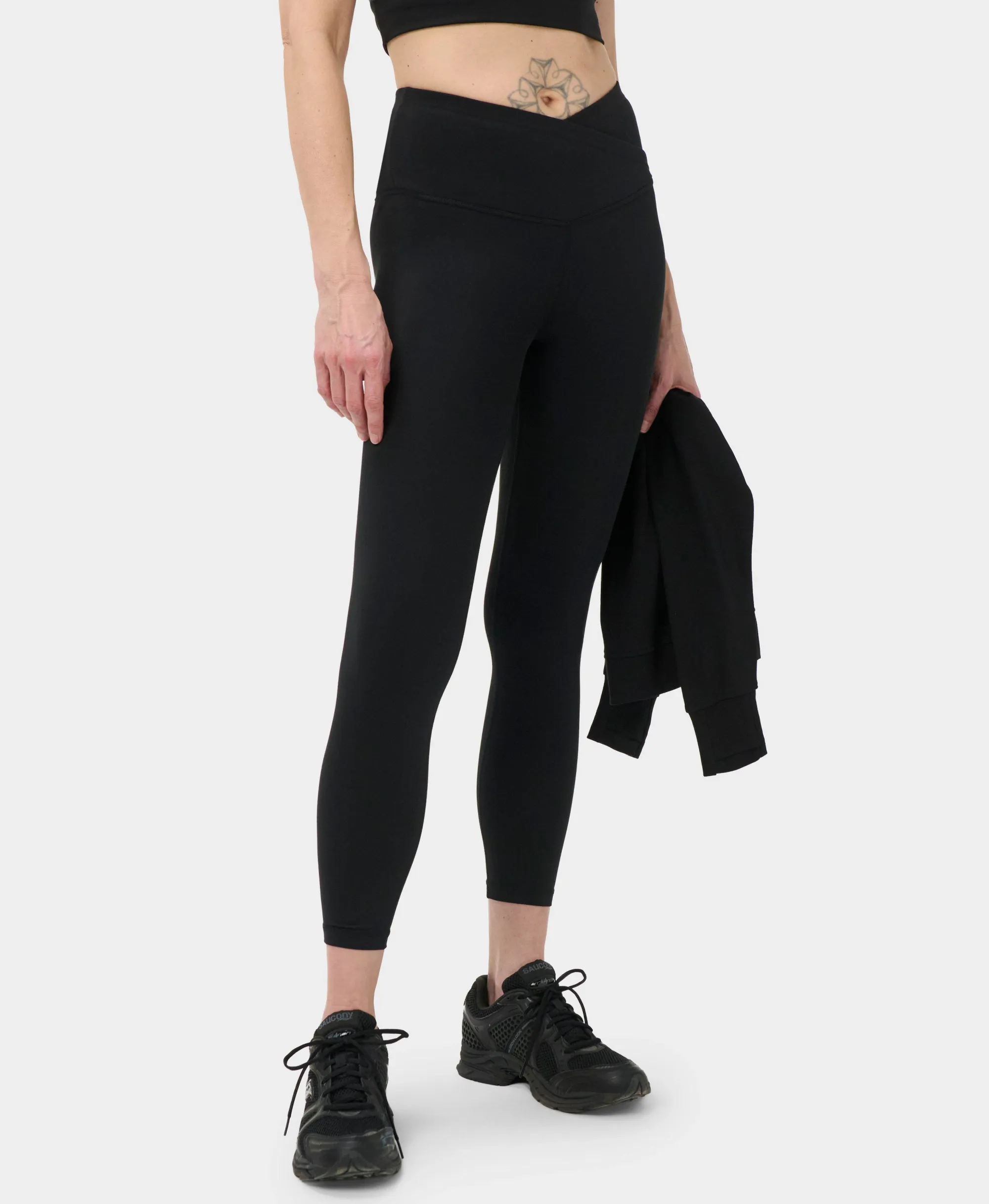 Sweaty Betty All Day 7/8 Wrap Waist Leggings, Black, Women's XS