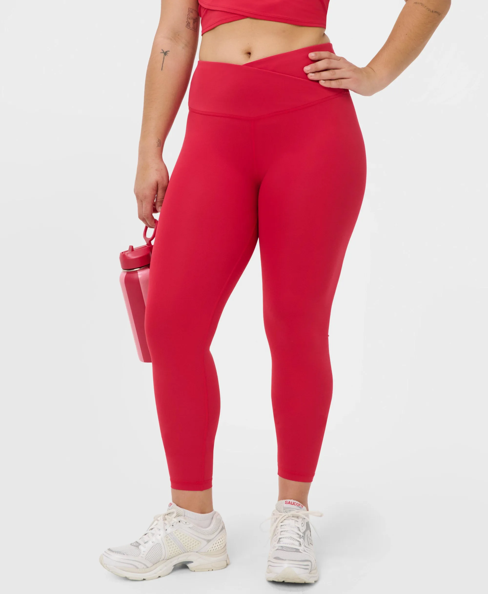 Sweaty Betty All Day 7/8 Wrap Waist Leggings, Red, Women's S