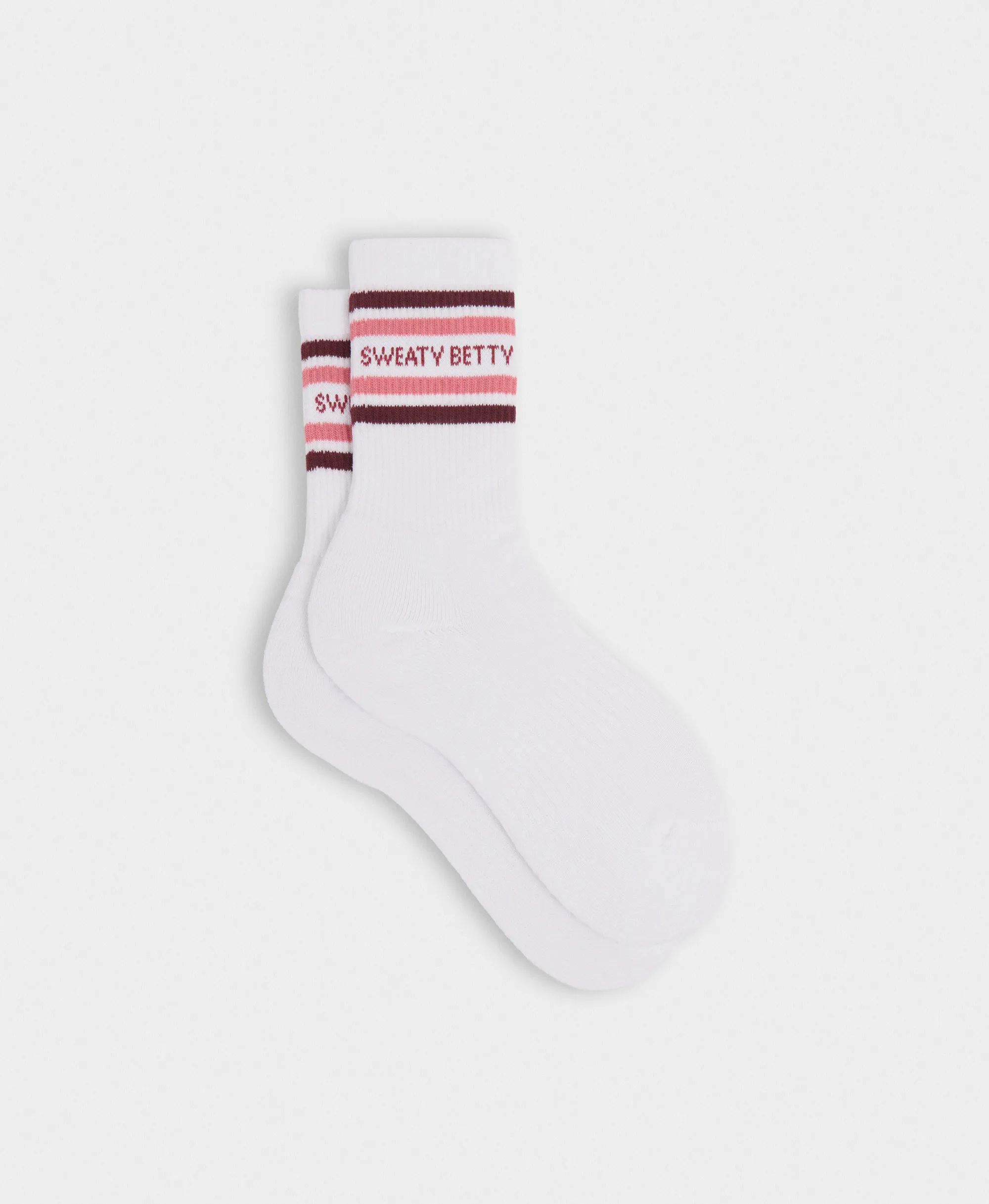 Sweaty Betty Varsity Slogan Socks, White, Women's UK 2-5
