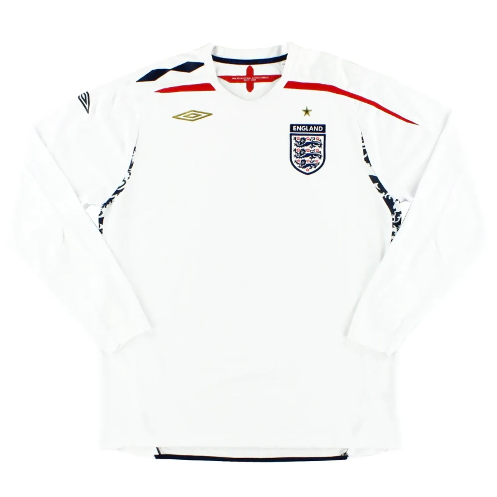 2007-09 England Umbro Home Shirt L/S S - England / Good 