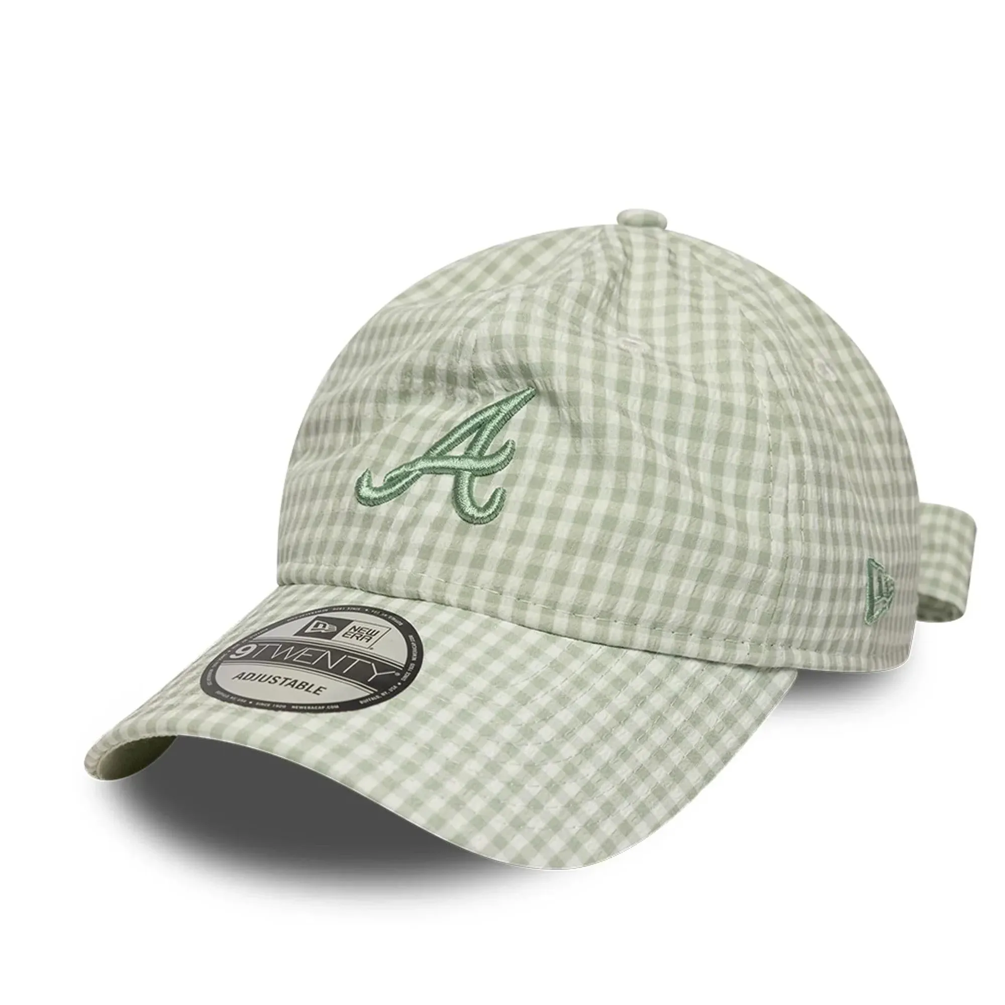 Atlanta Braves MLB Gingham Bowback Pastel Green 9TWENTY Adjustable Cap New Era Cap adult unisex