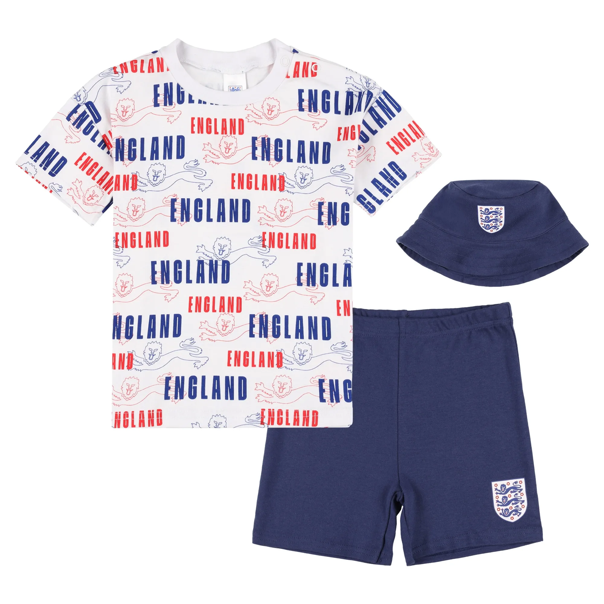 England Baby Tee and Short Set with Bucket Hat