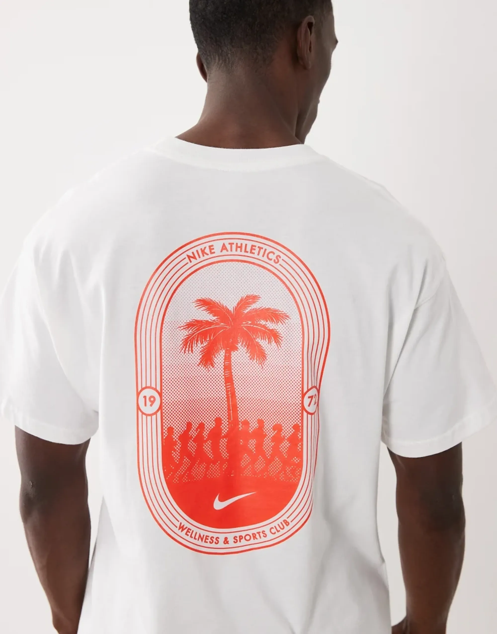 Nike Palm Tree Back Print Logo Oversized T-Shirt In White