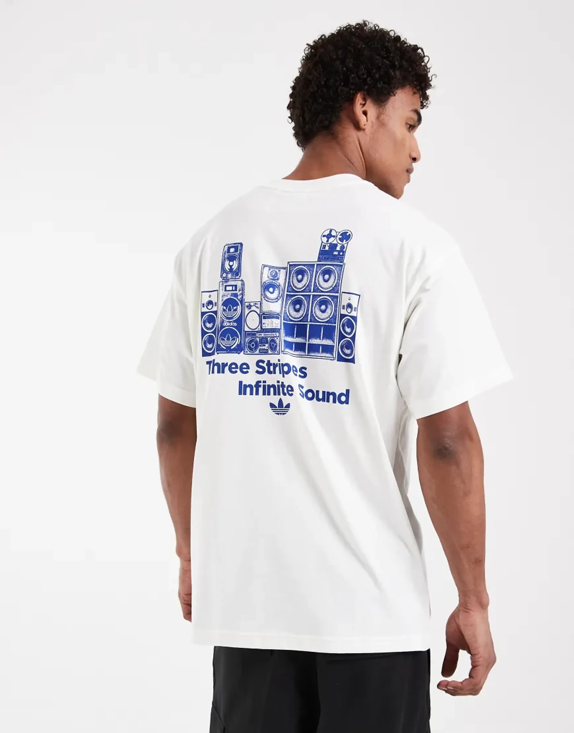 Adidas Originals Original Sound T-Shirt In Off White And Blue